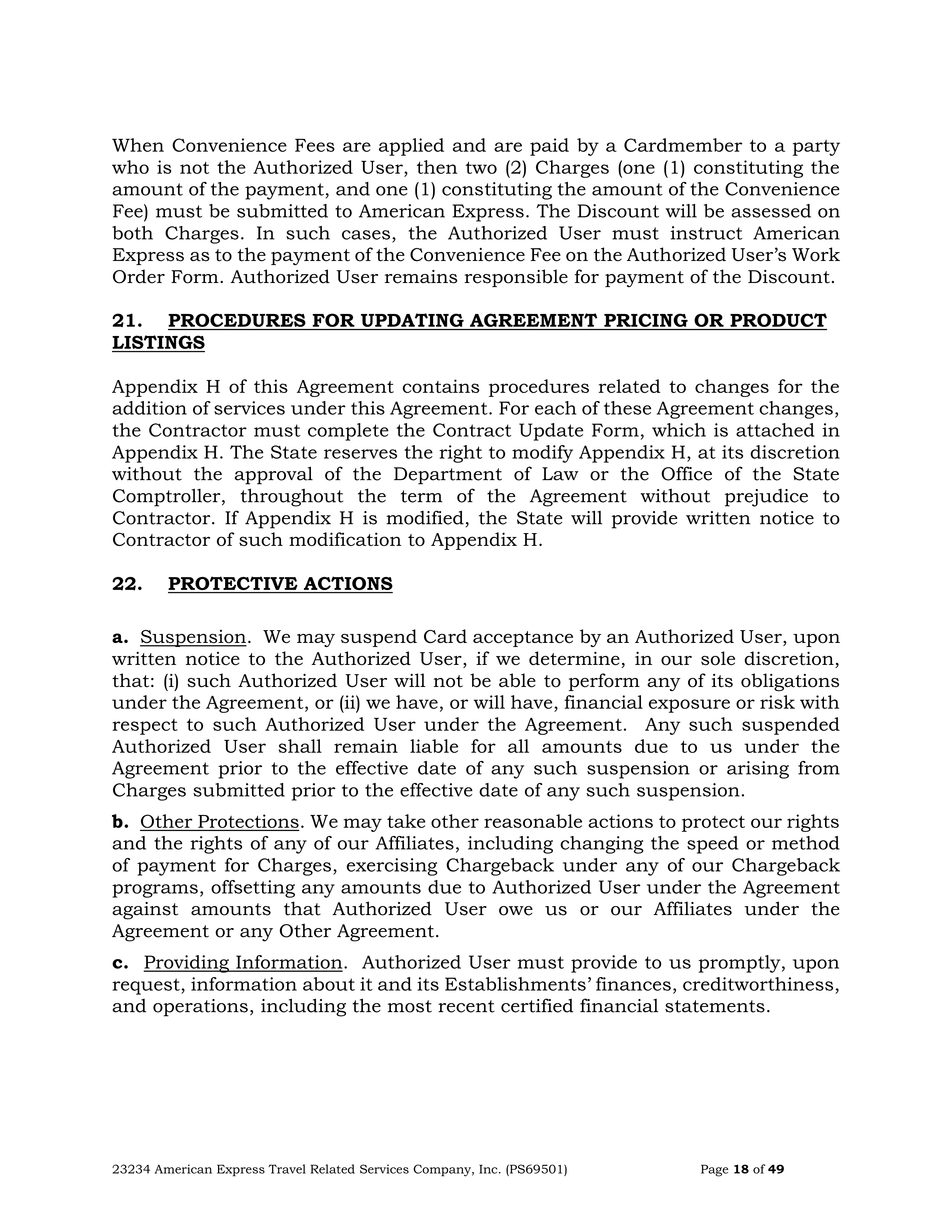 American Express Card Acceptance Agreement — page 18