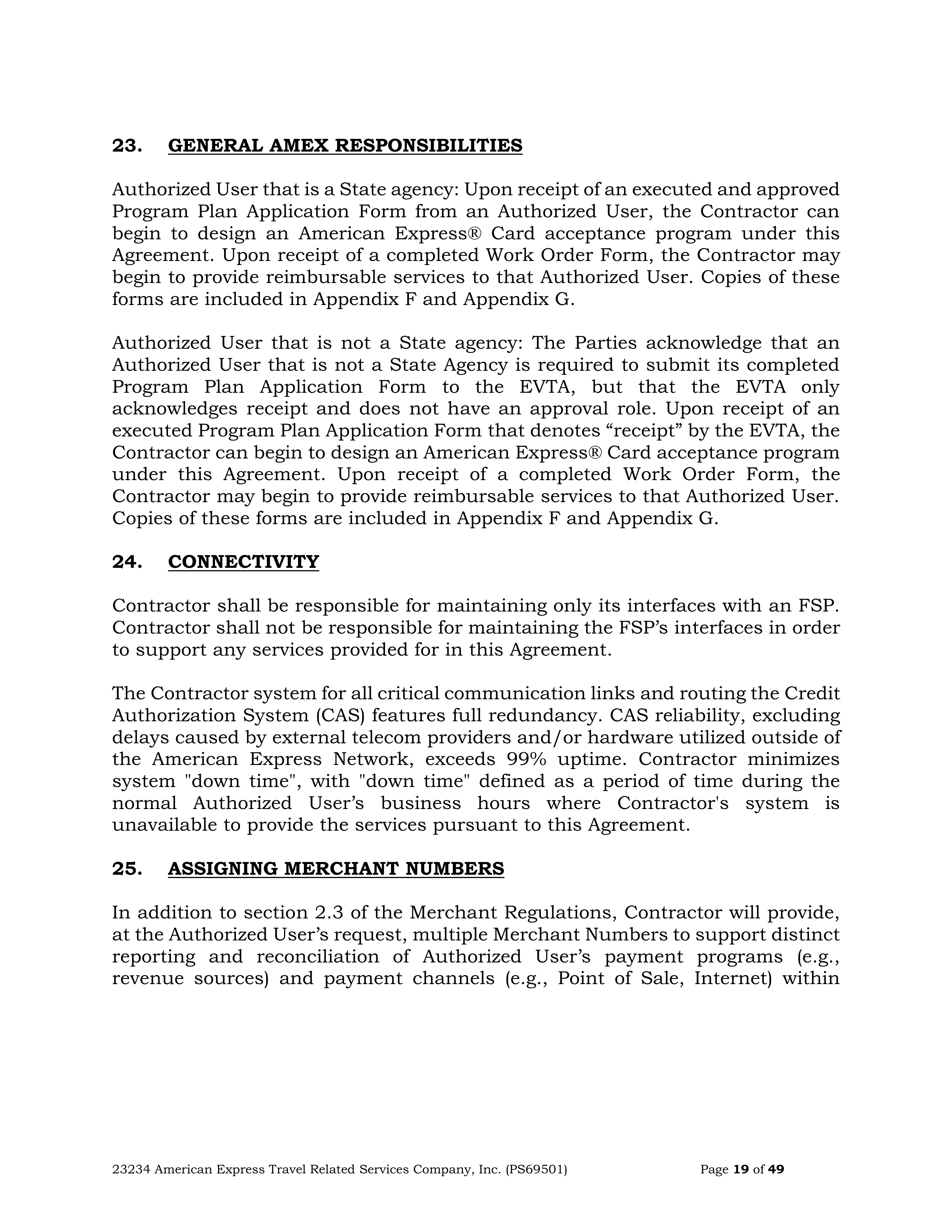 American Express Card Acceptance Agreement — page 19