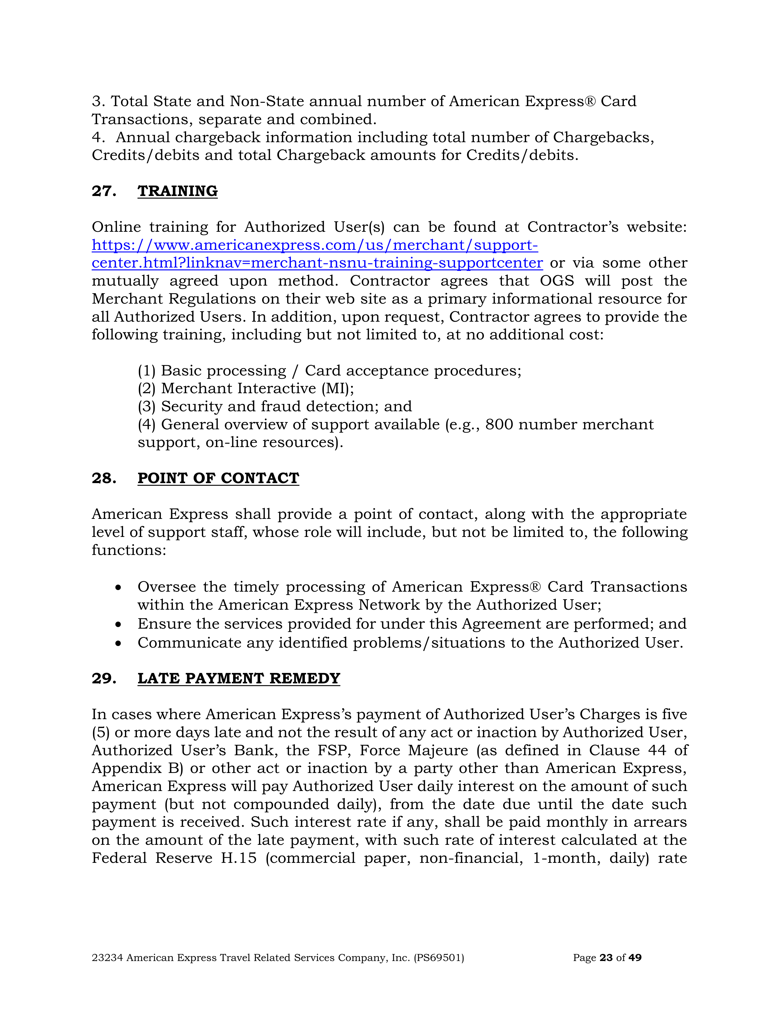 American Express Card Acceptance Agreement — page 23