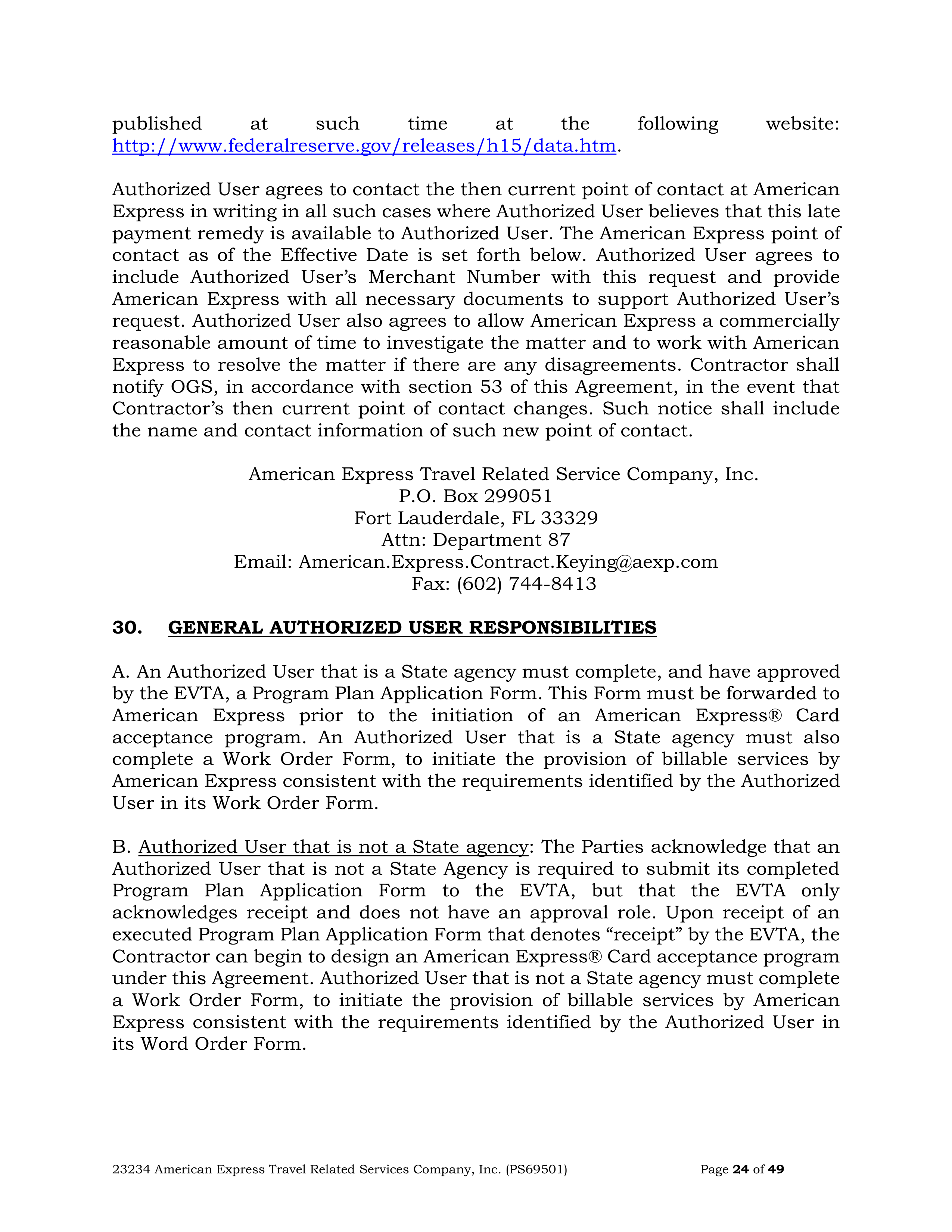 American Express Card Acceptance Agreement — page 24