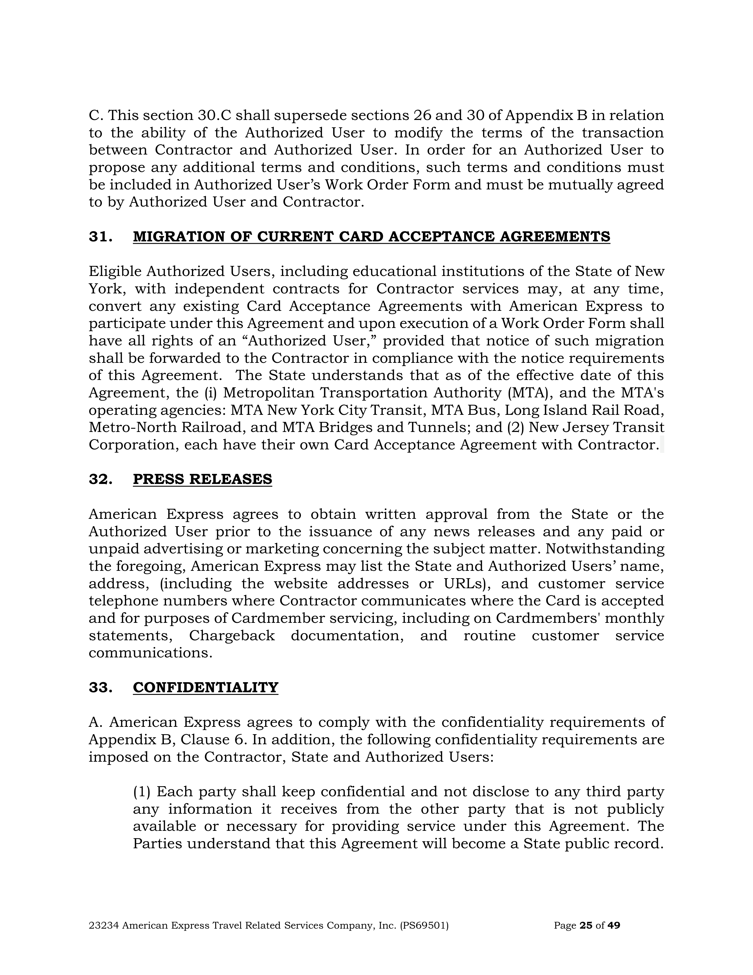 American Express Card Acceptance Agreement — page 25