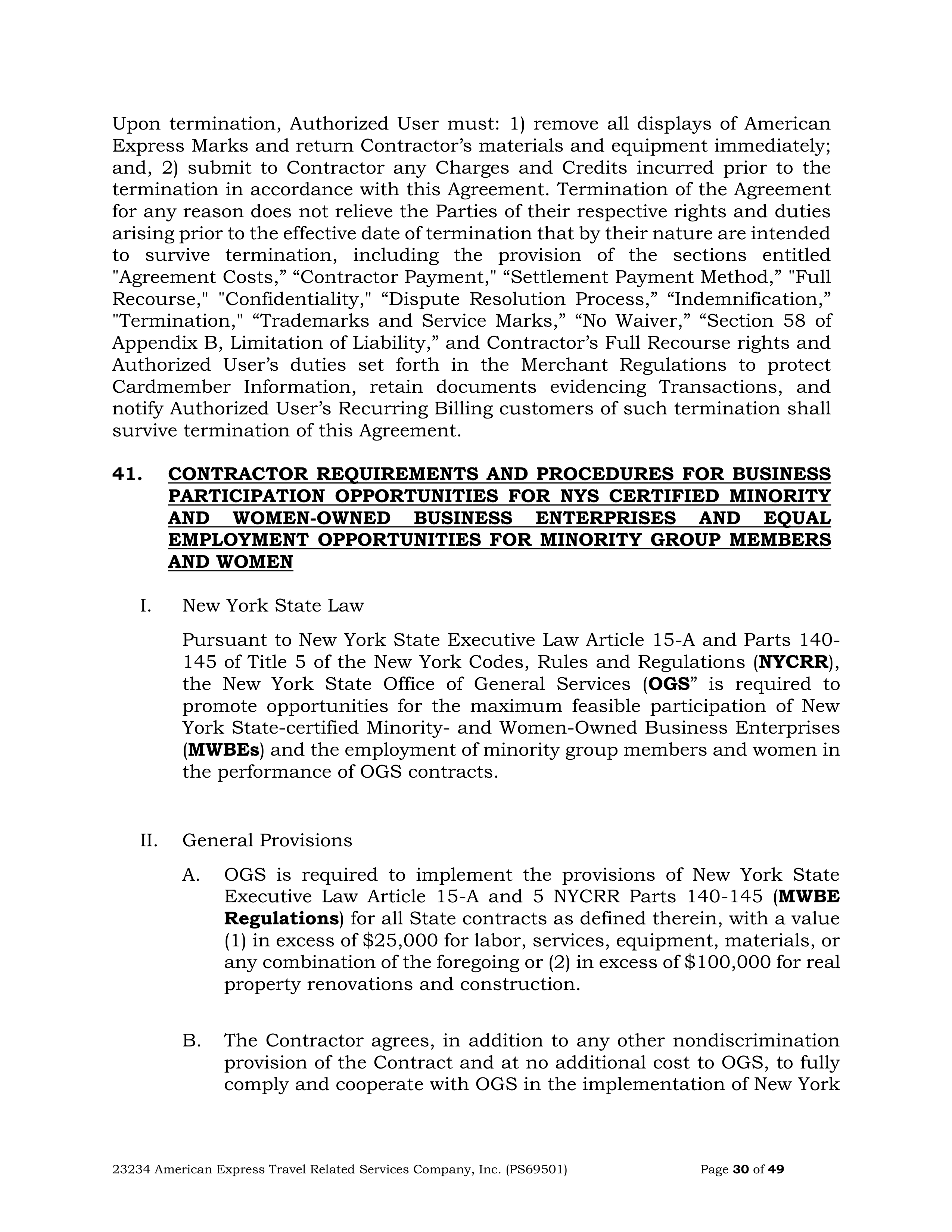American Express Card Acceptance Agreement — page 30