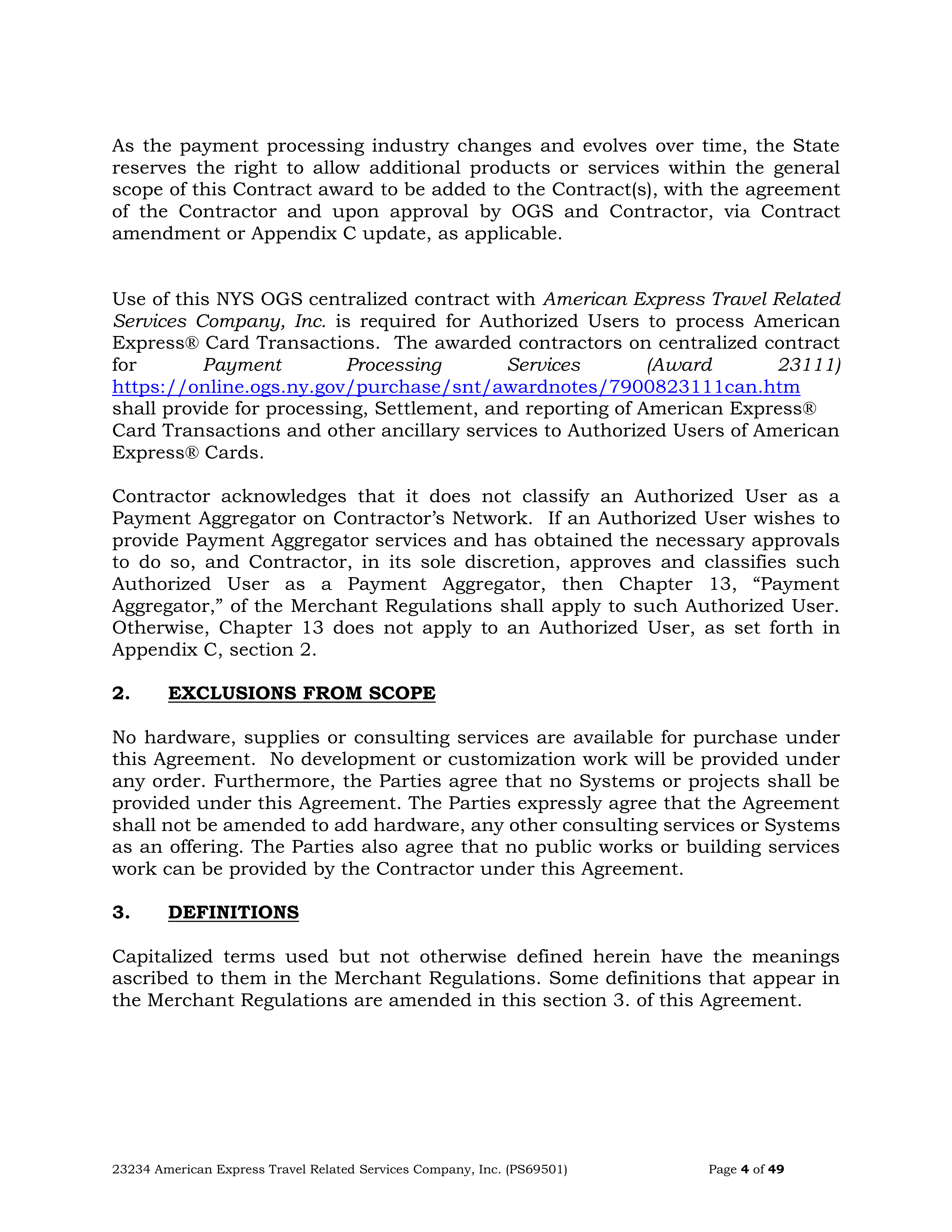American Express Card Acceptance Agreement — page 4