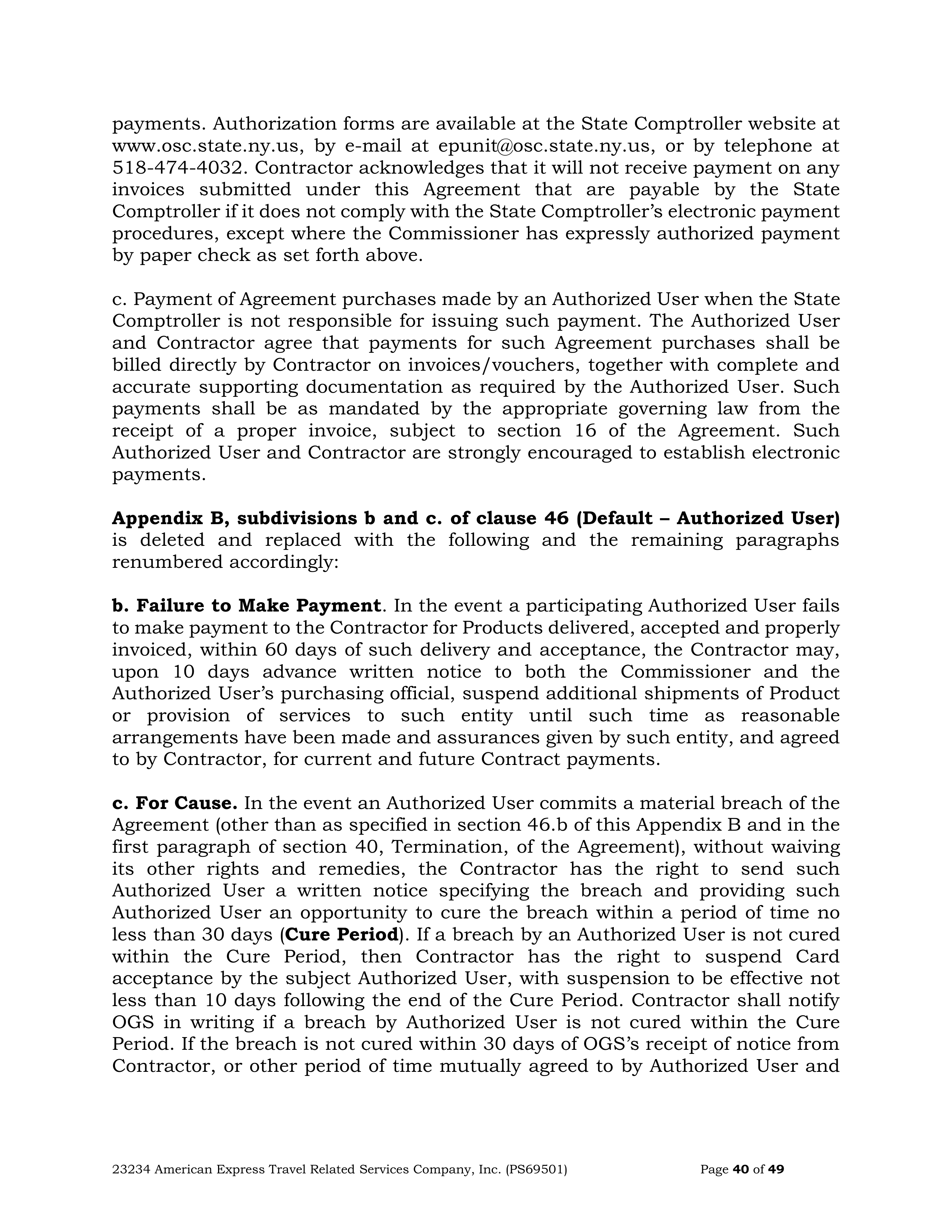 American Express Card Acceptance Agreement — page 40