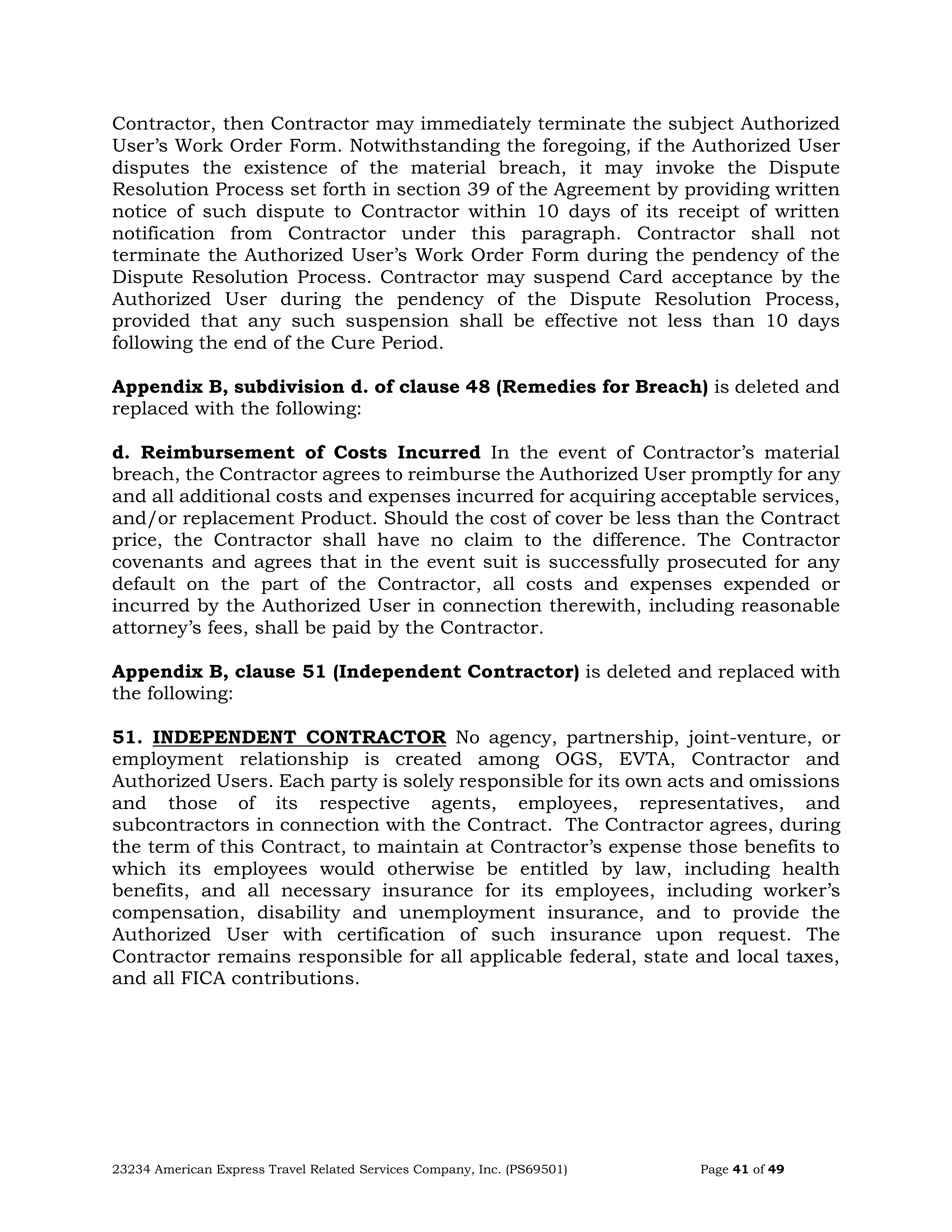 American Express Card Acceptance Agreement — page 41