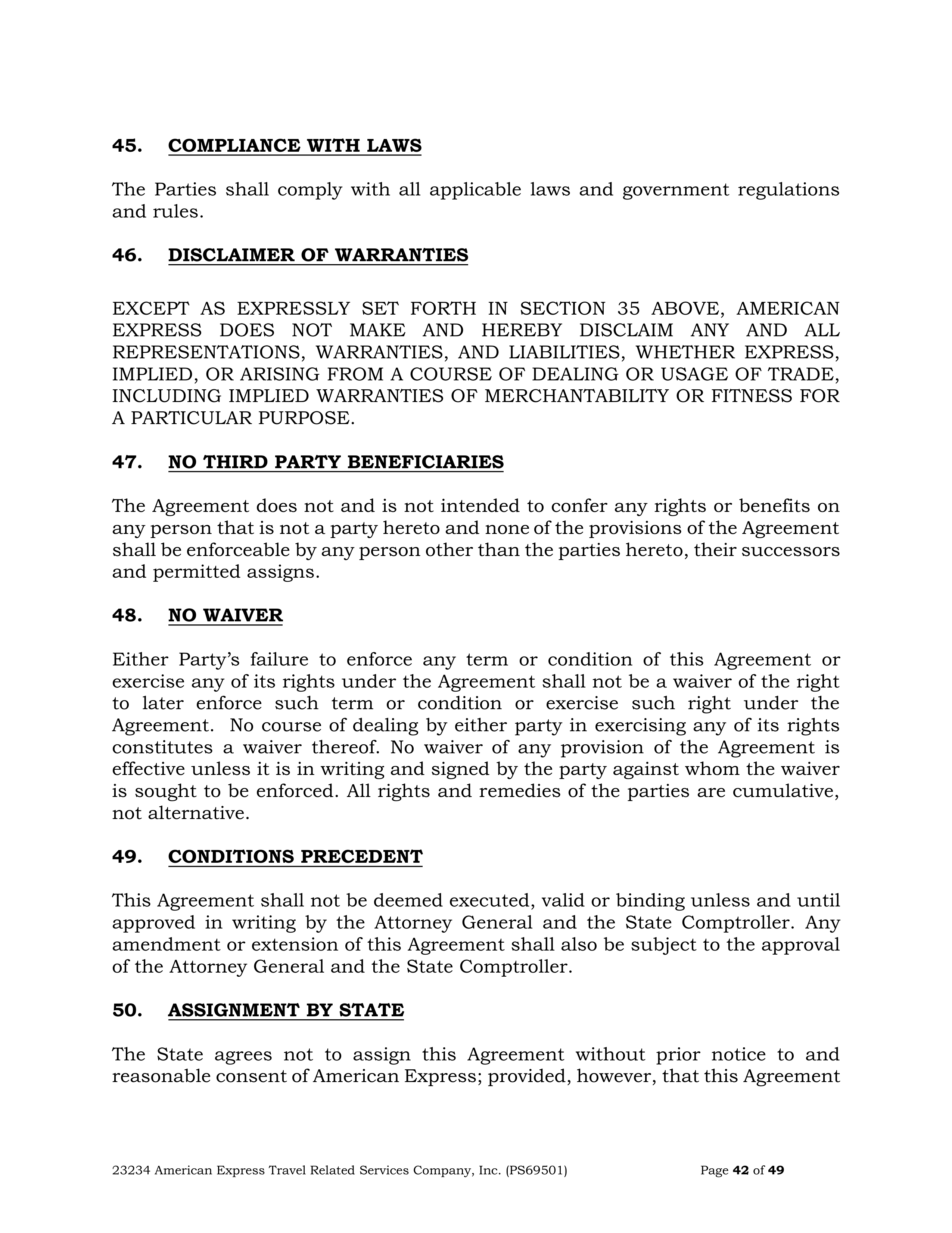 American Express Card Acceptance Agreement — page 42