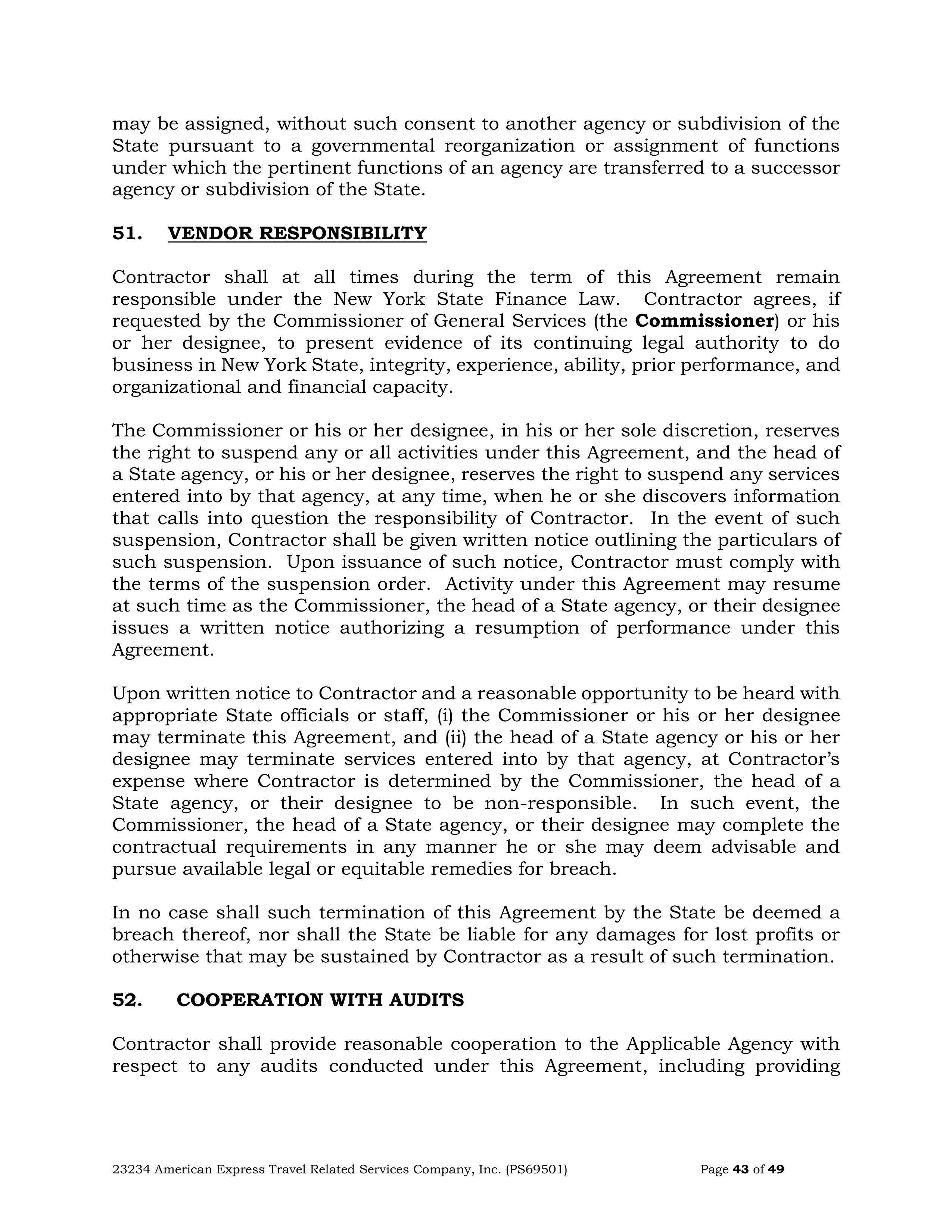 American Express Card Acceptance Agreement — page 43
