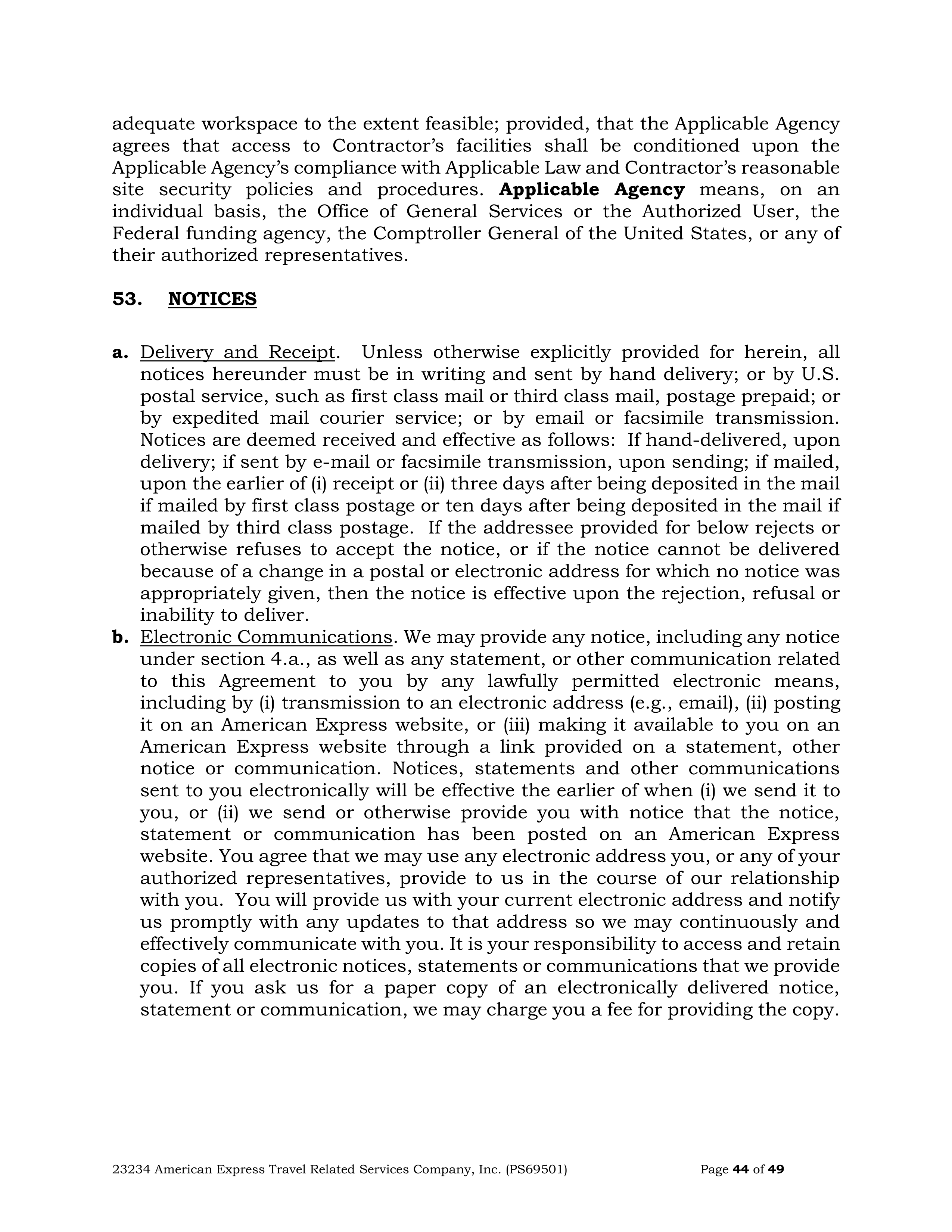 American Express Card Acceptance Agreement — page 44