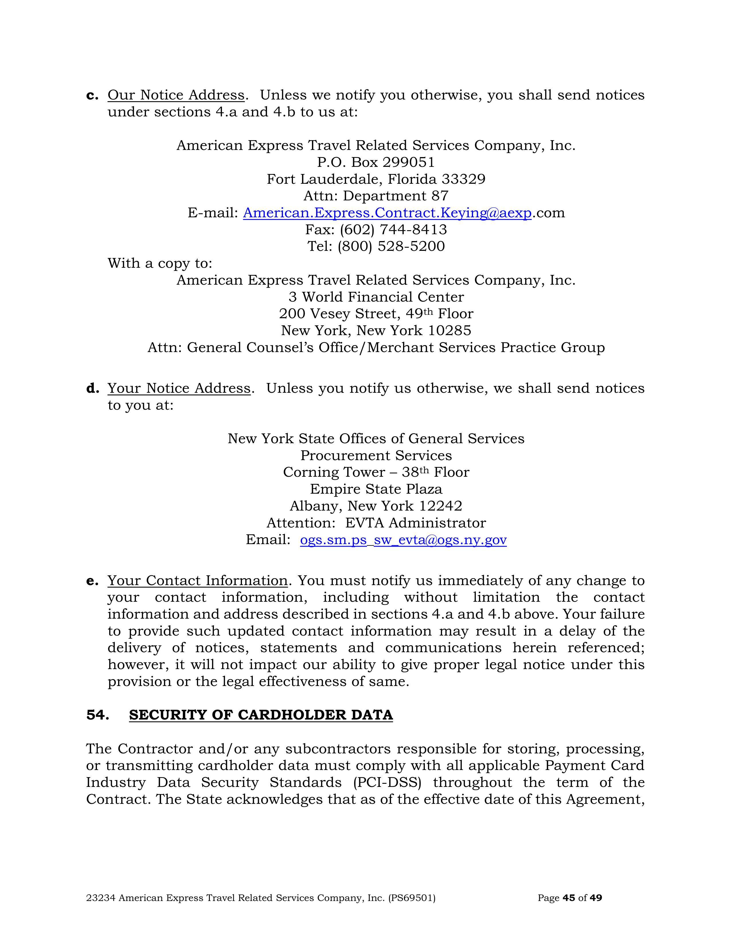American Express Card Acceptance Agreement — page 45