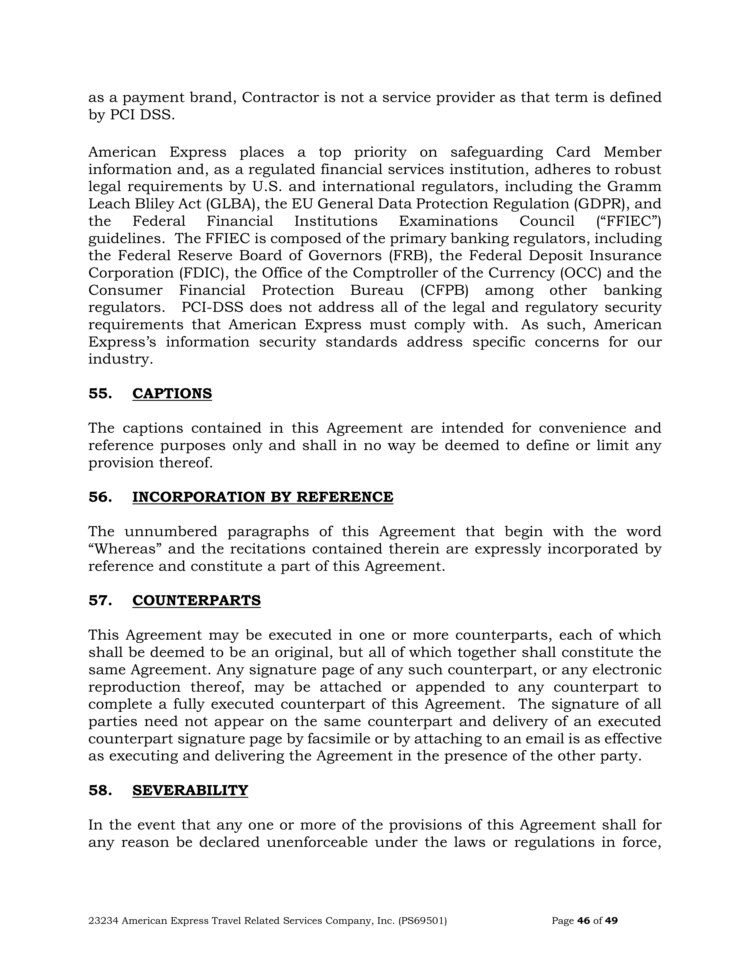 American Express Card Acceptance Agreement — page 46