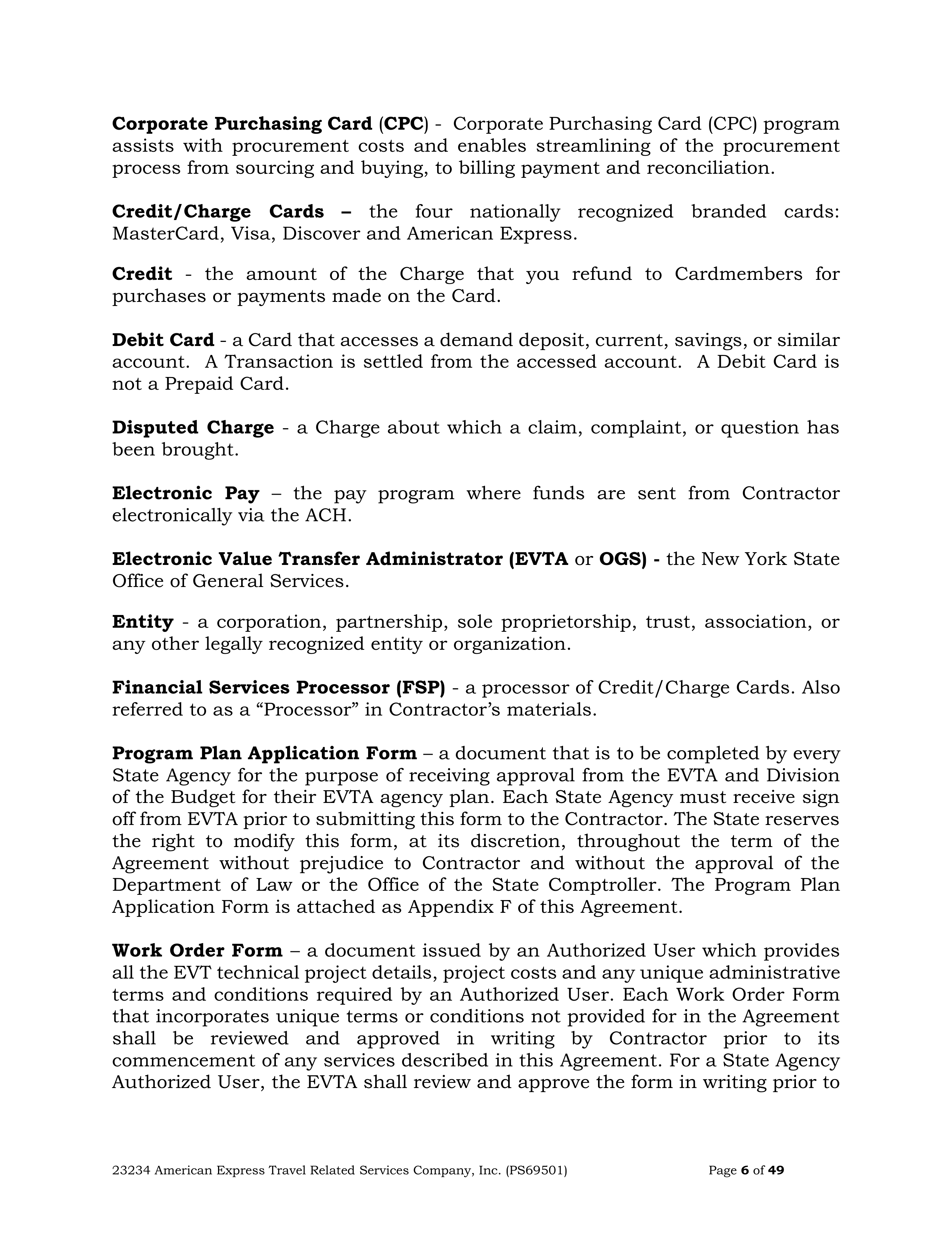 American Express Card Acceptance Agreement — page 6