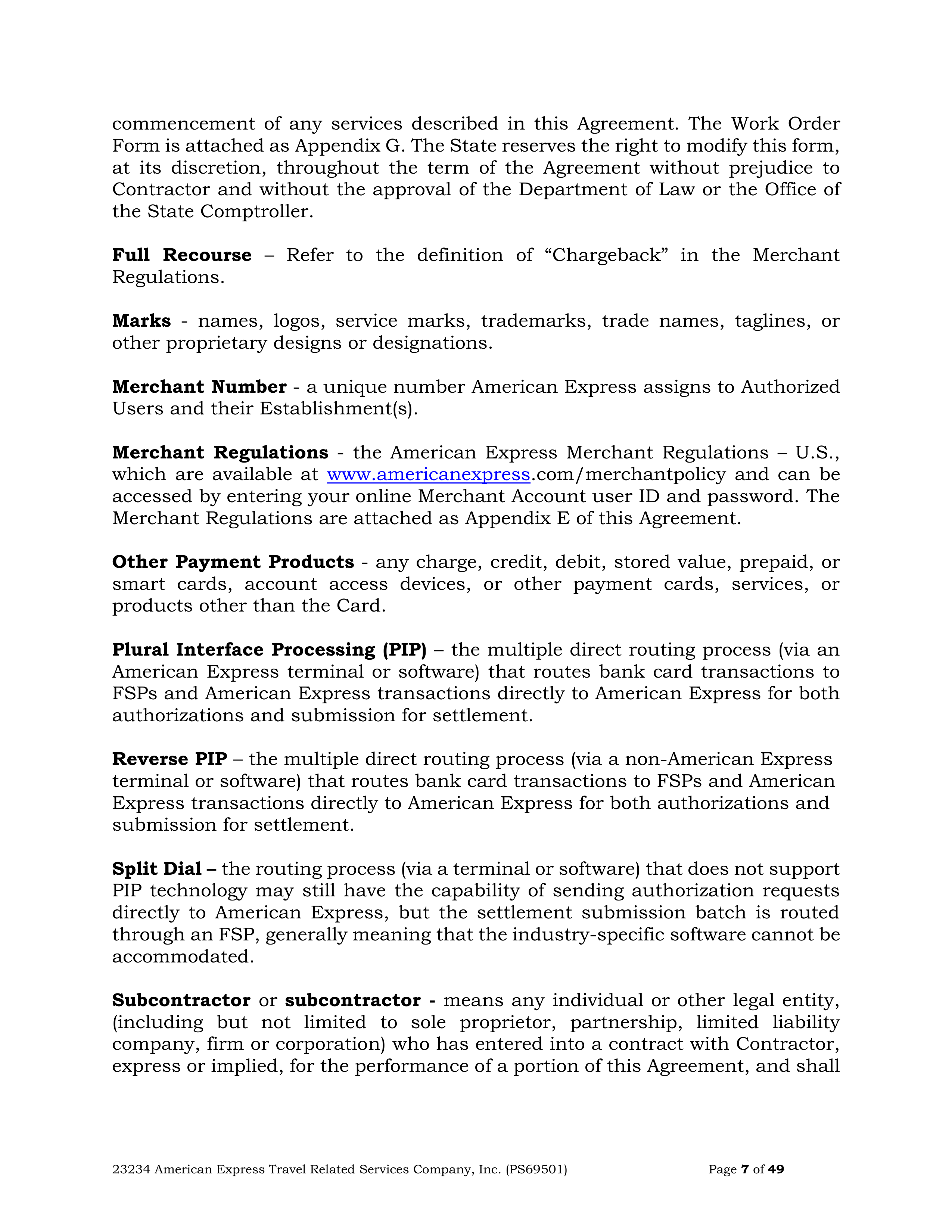 American Express Card Acceptance Agreement — page 7
