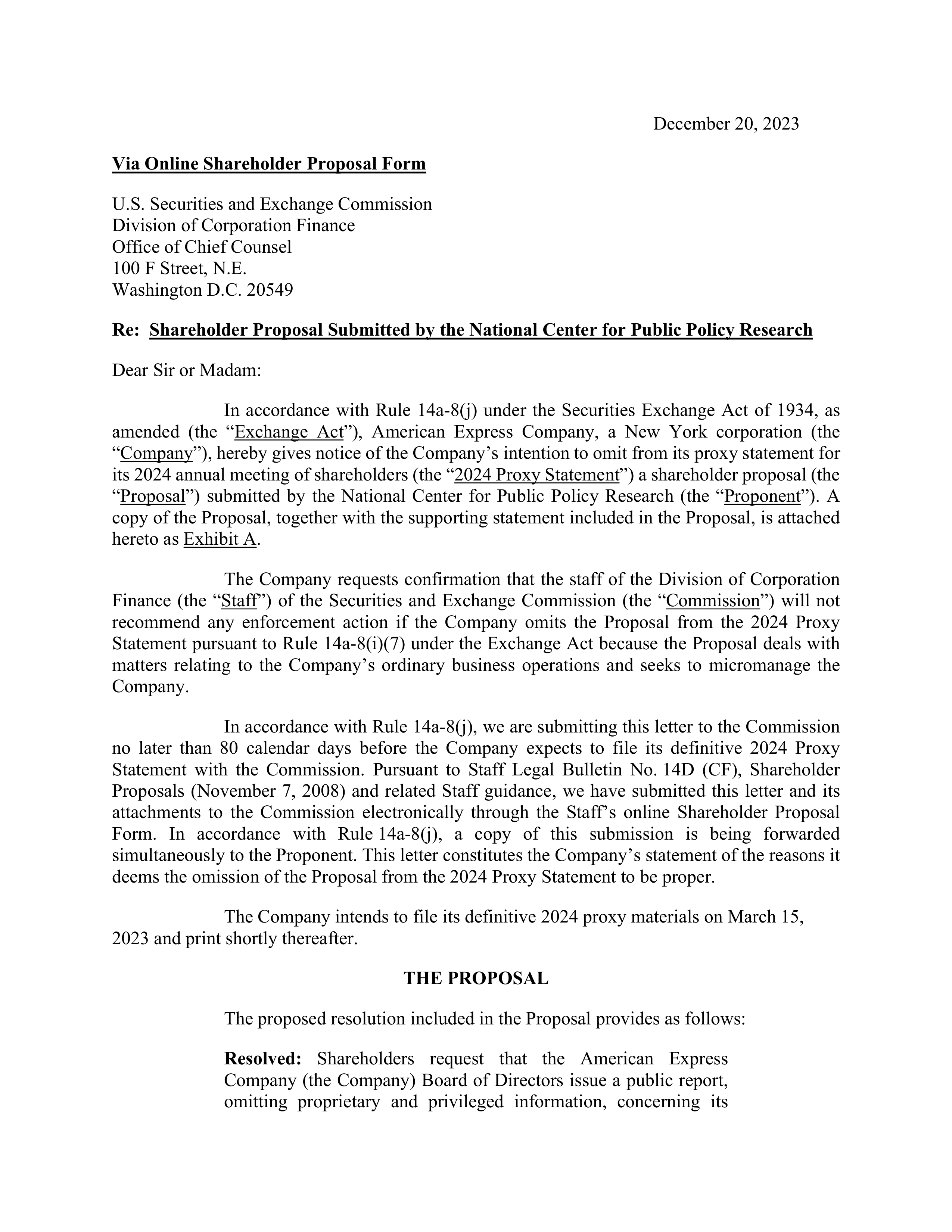 American Express Proposal  — page 2