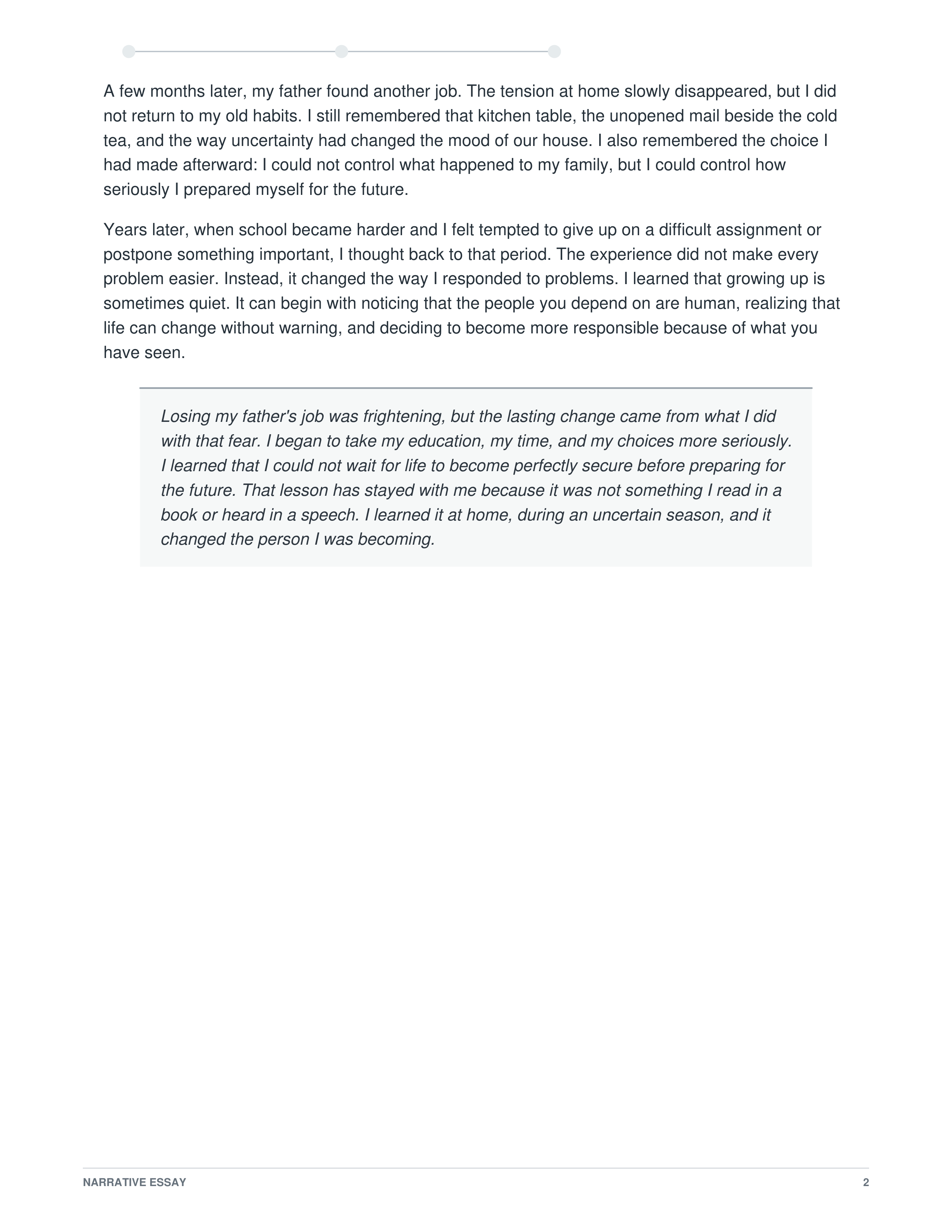 An Experience That Changed My Life Narrative Essay — page 2