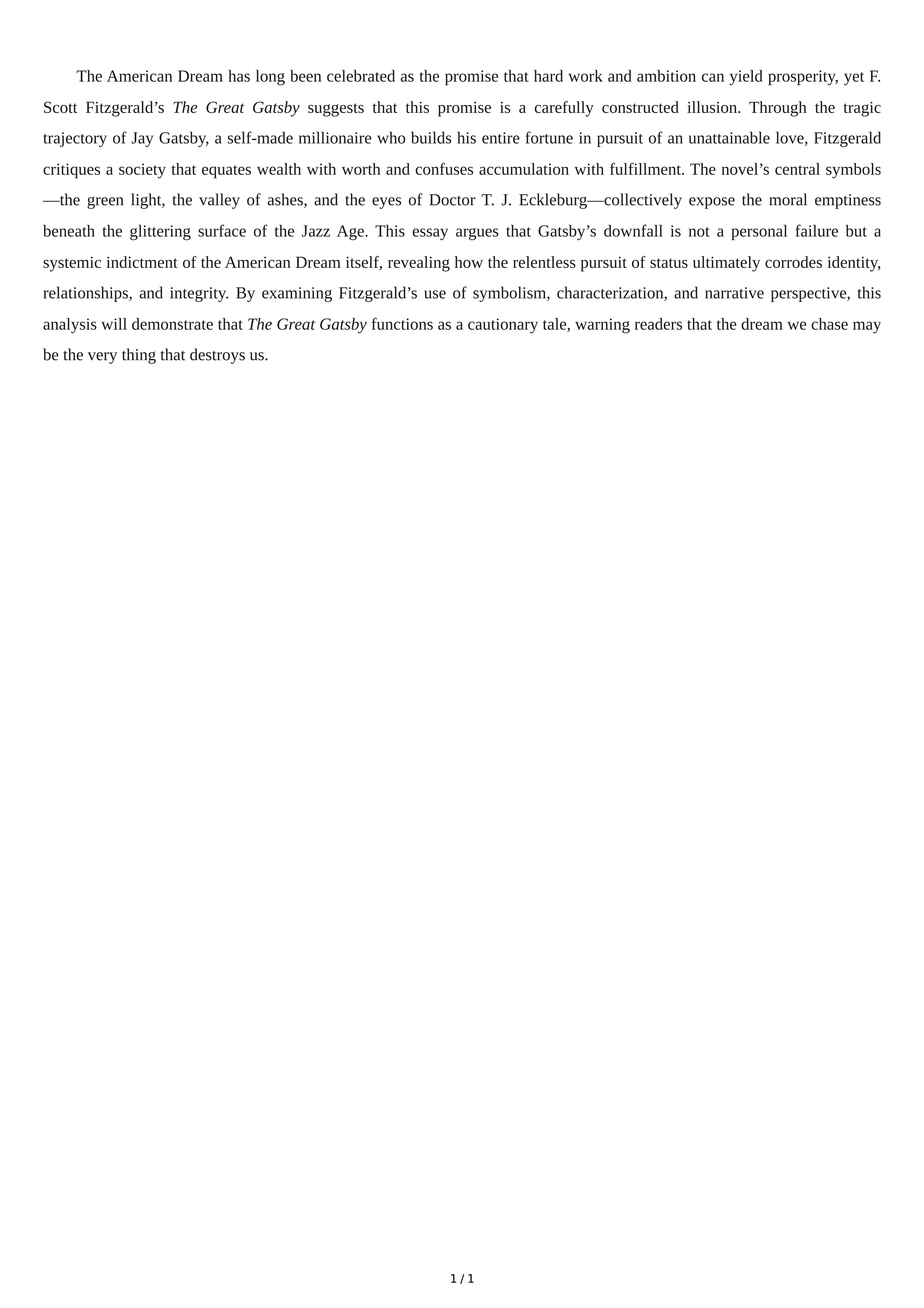 Analytical Essay Introduction Paragraph — page 1