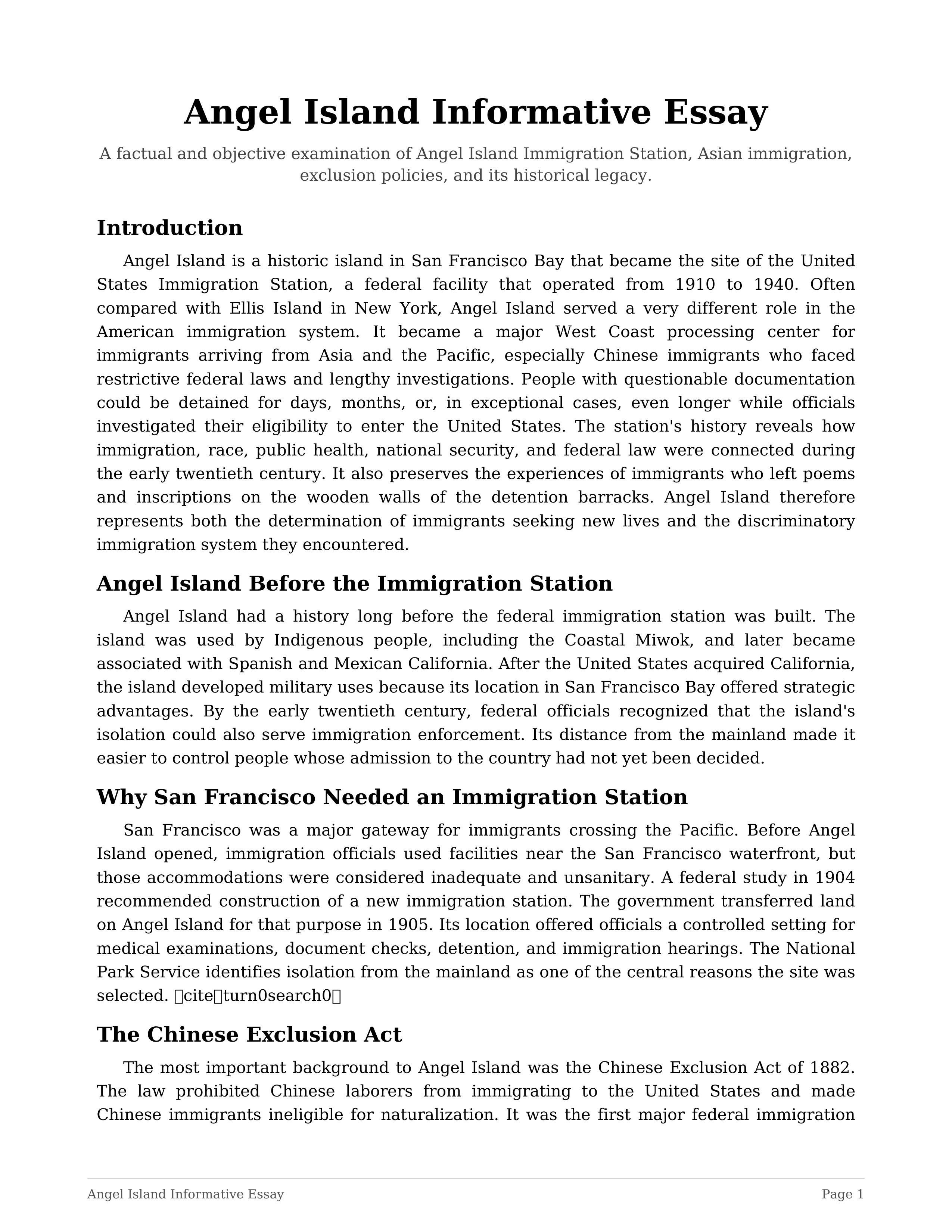 Angel Island Informative Essay — page 1