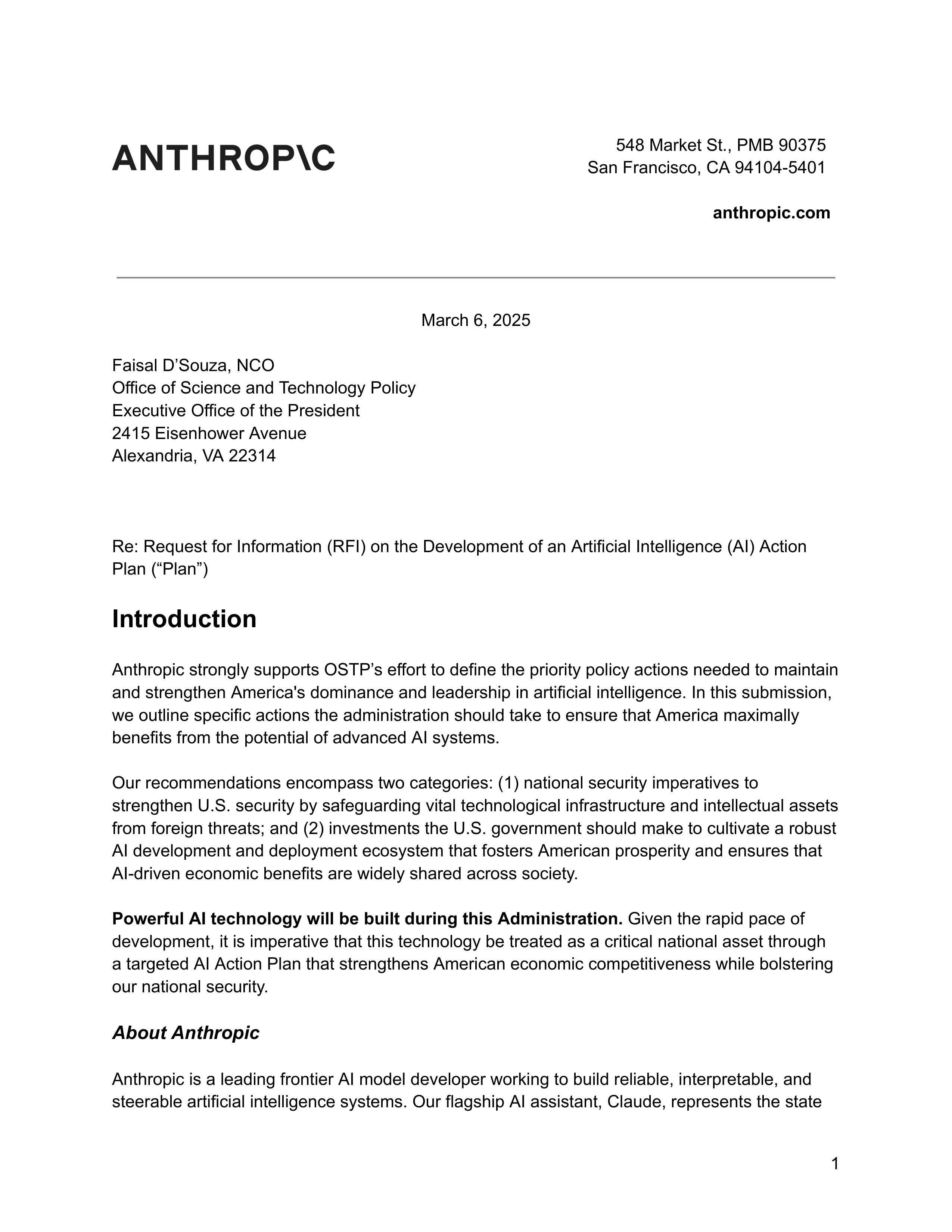 Anthropic for AI models and products — page 1