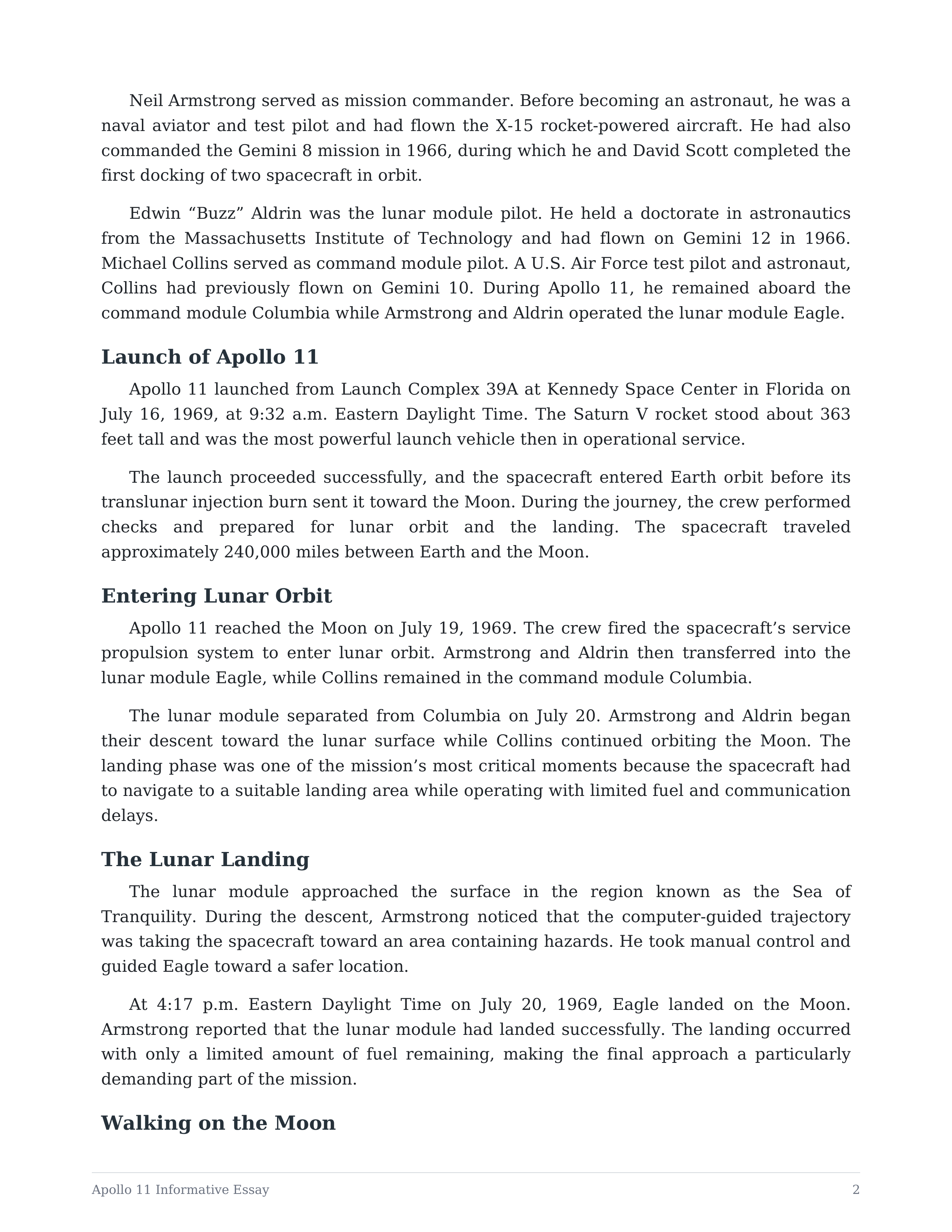 Apollo 11 Informative Essay — page 2