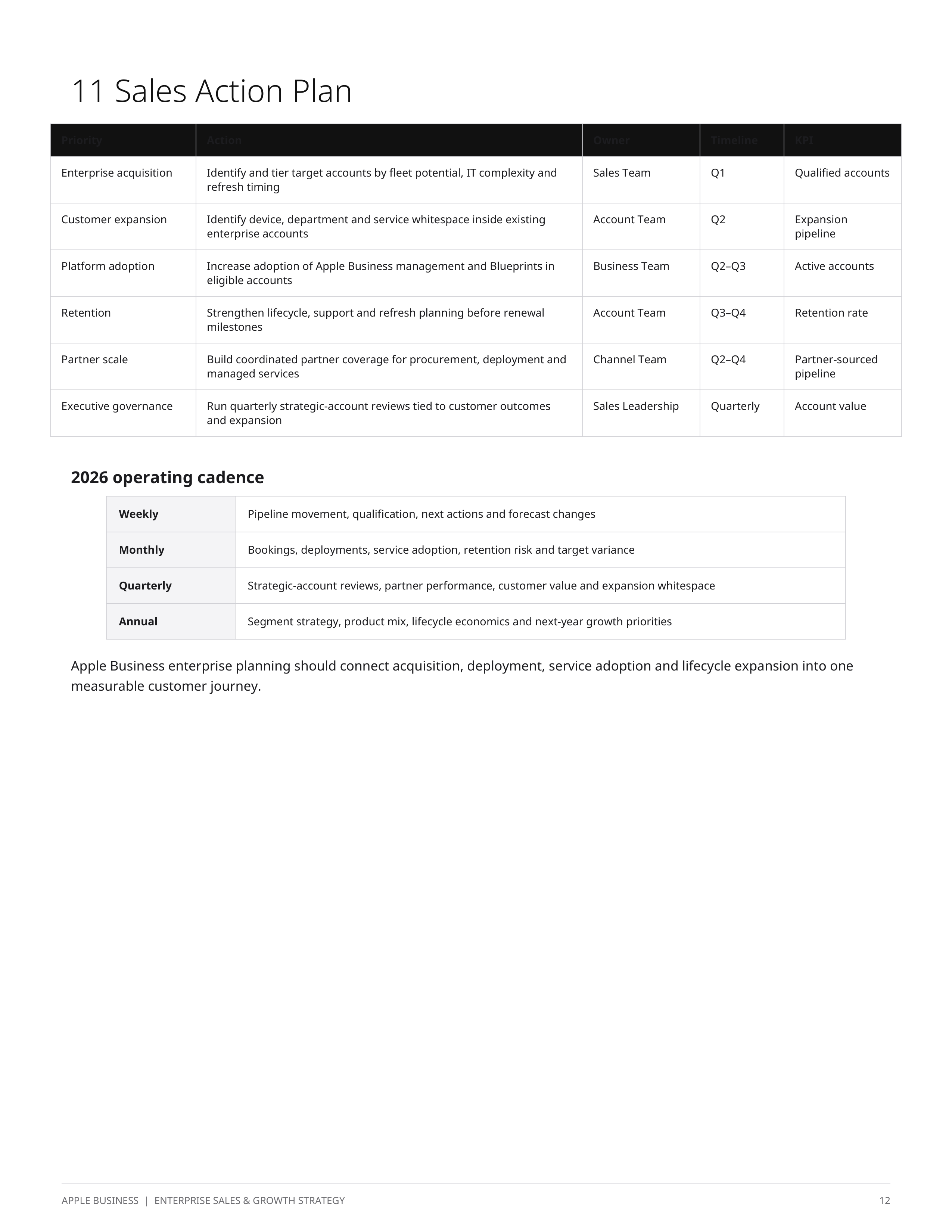 Apple Business Enterprise Sales Plan & Growth Strategy — page 12