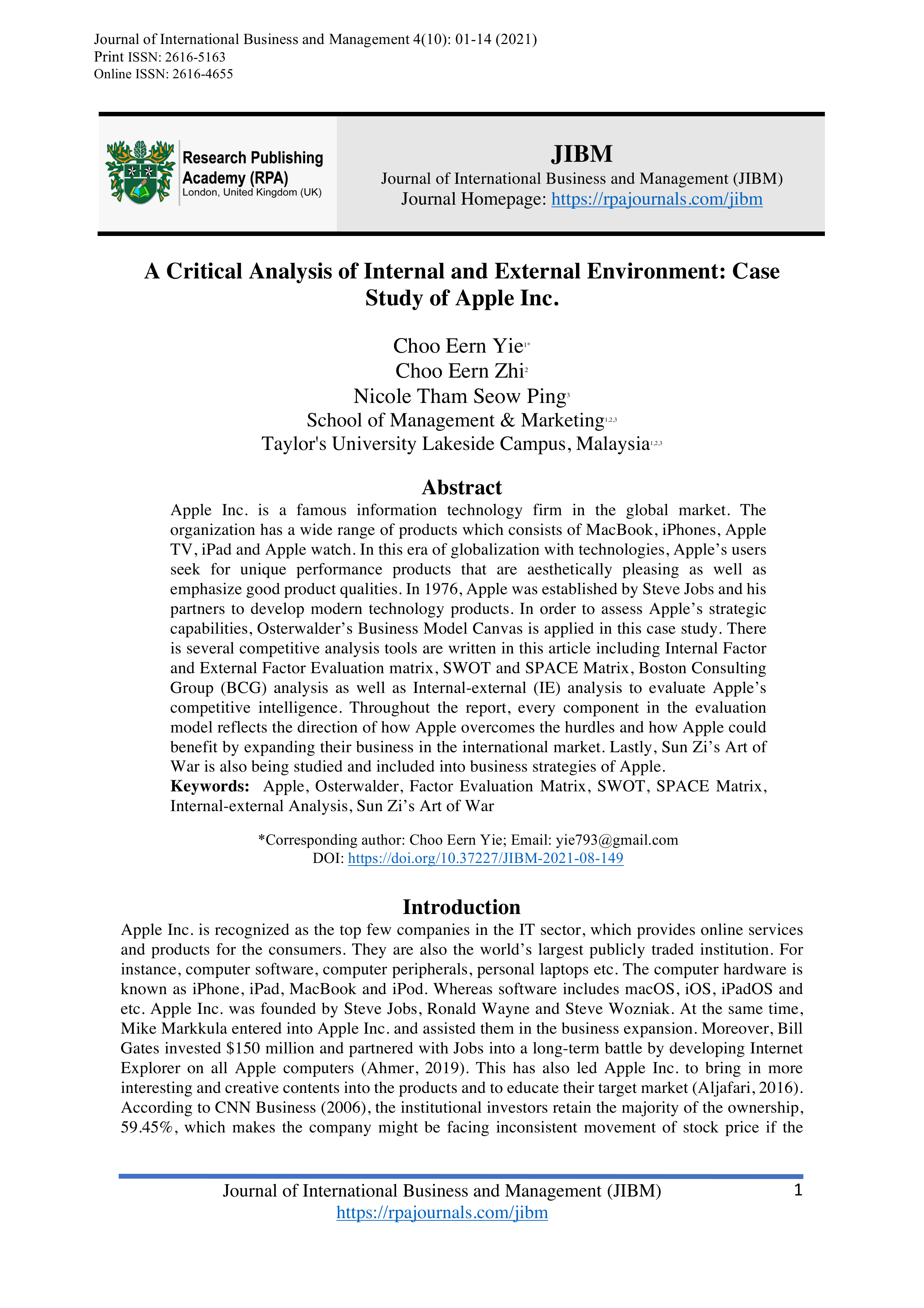 Apple Case Study — page 1
