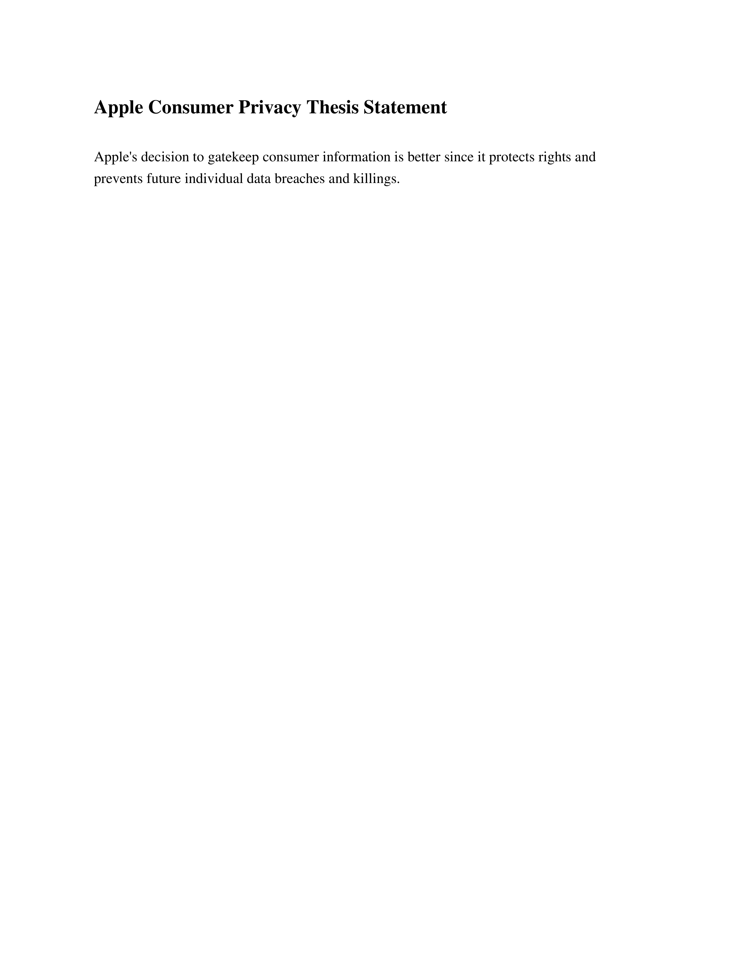 Apple Consumer Privacy Thesis Statement — page 1