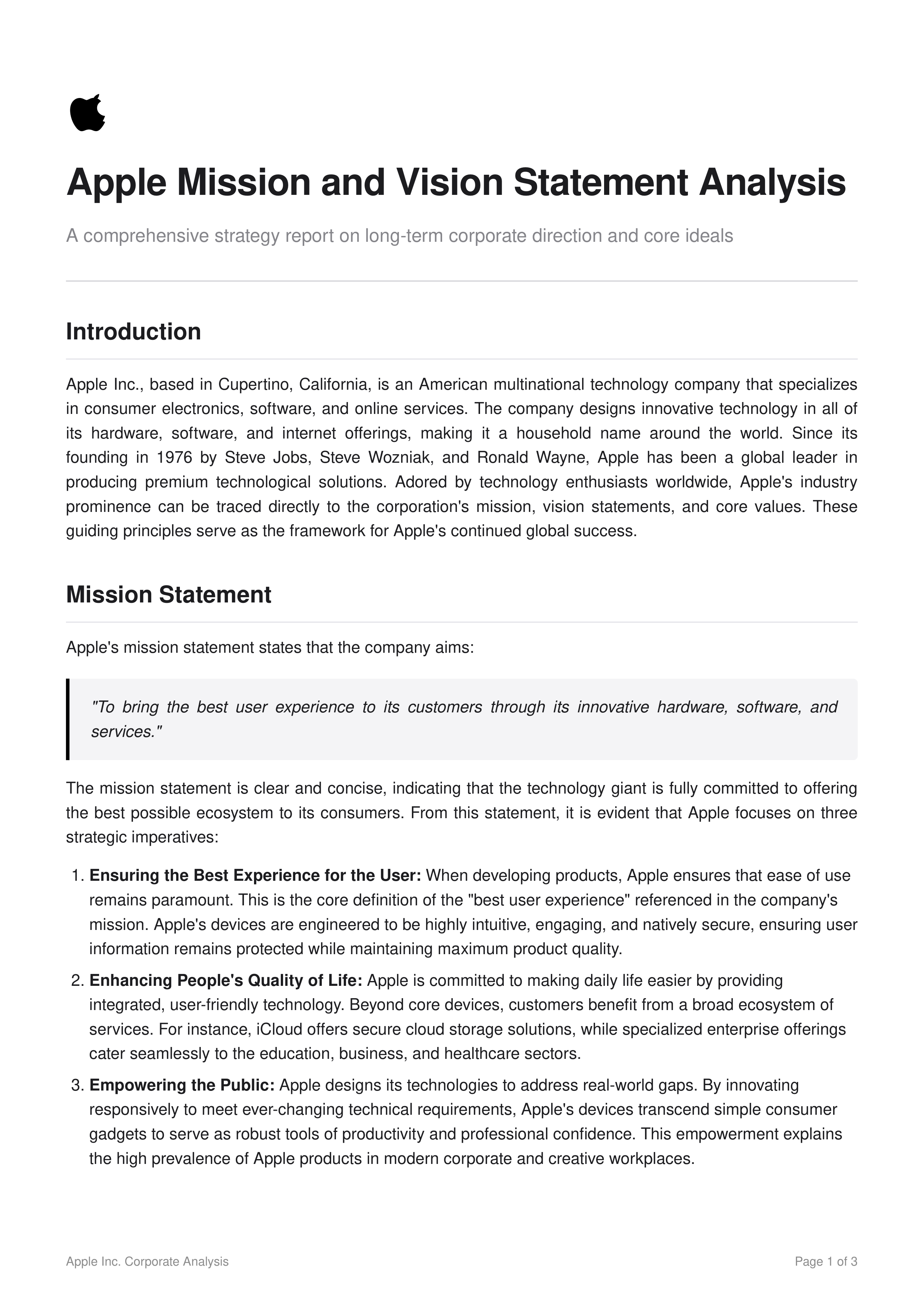 Apple Mission Statement — page 1