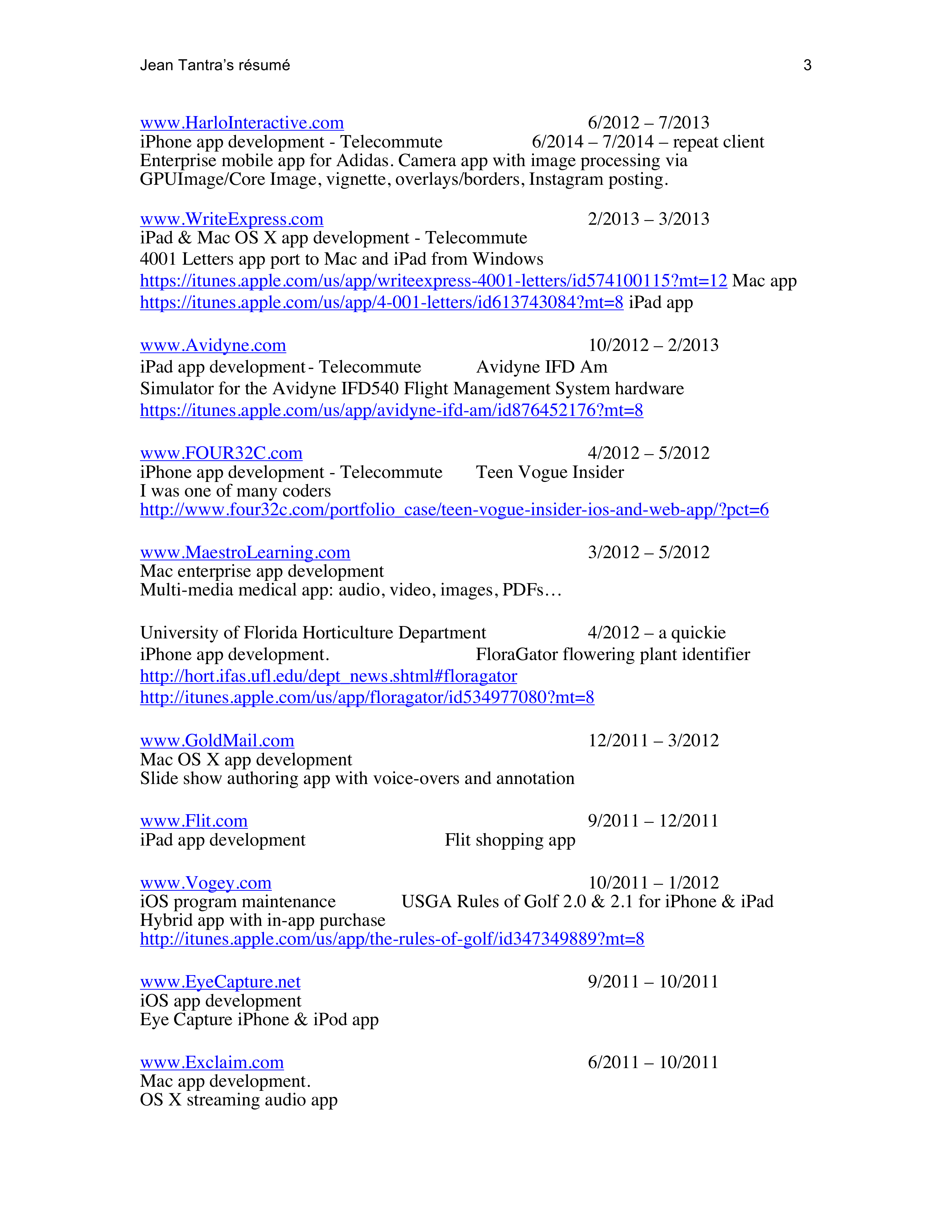 Apple Mobile App Developer Resume — page 3