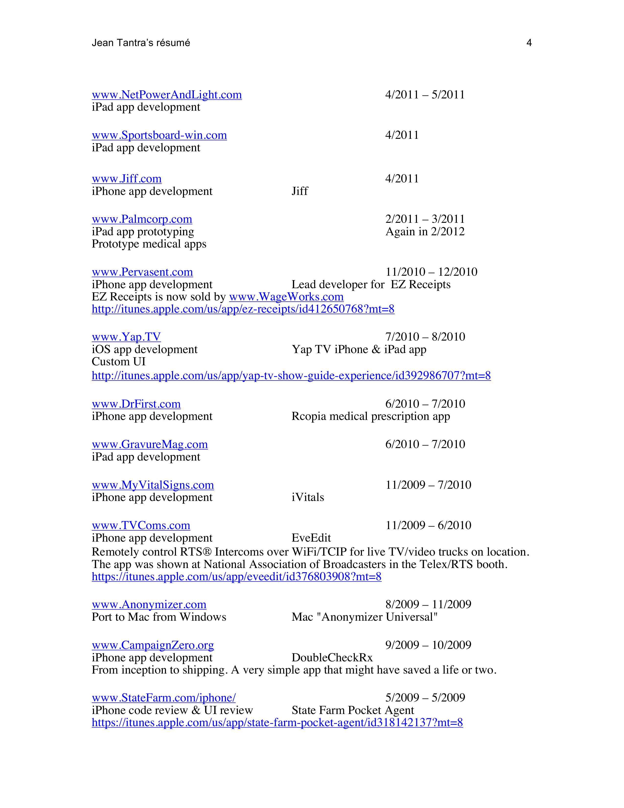 Apple Mobile App Developer Resume — page 4