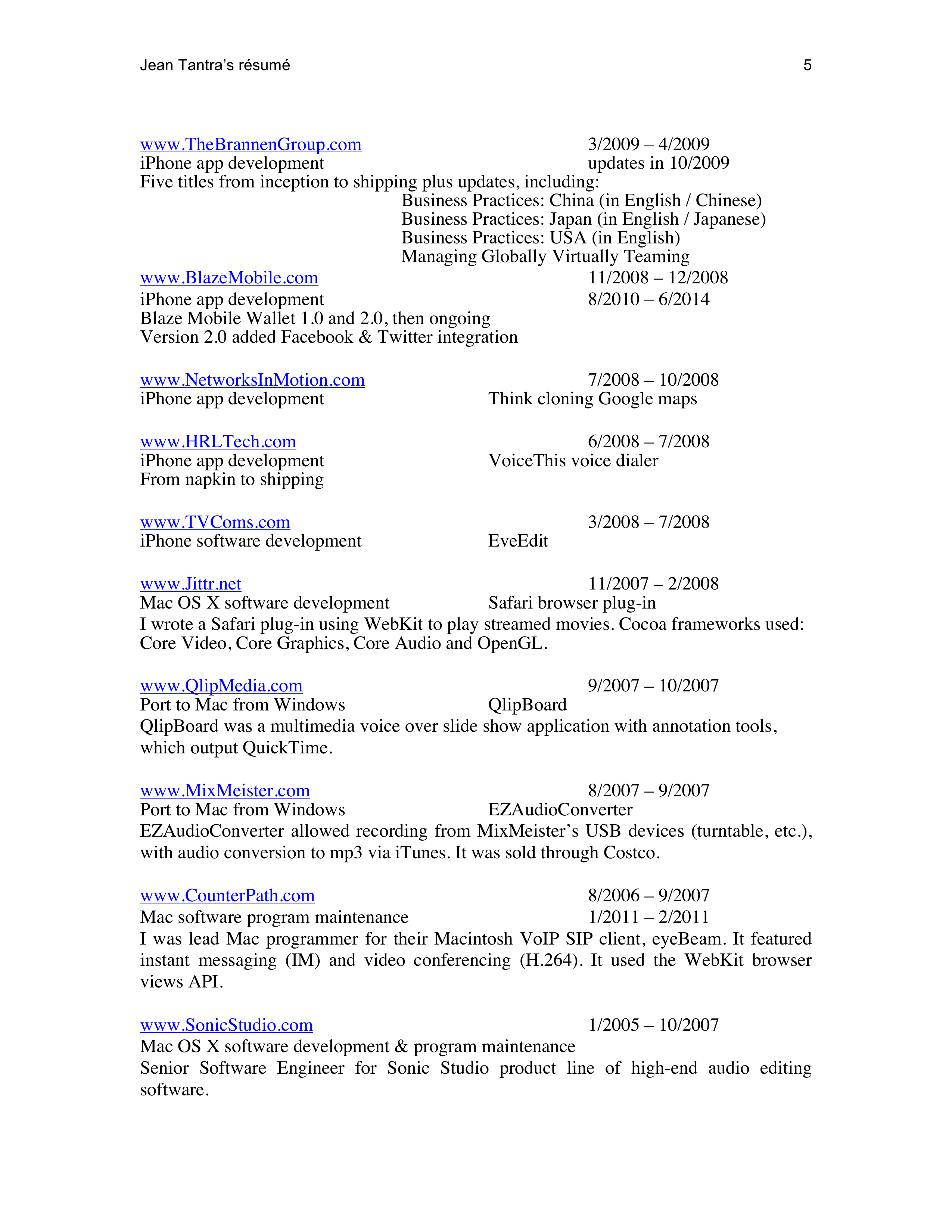 Apple Mobile App Developer Resume — page 5
