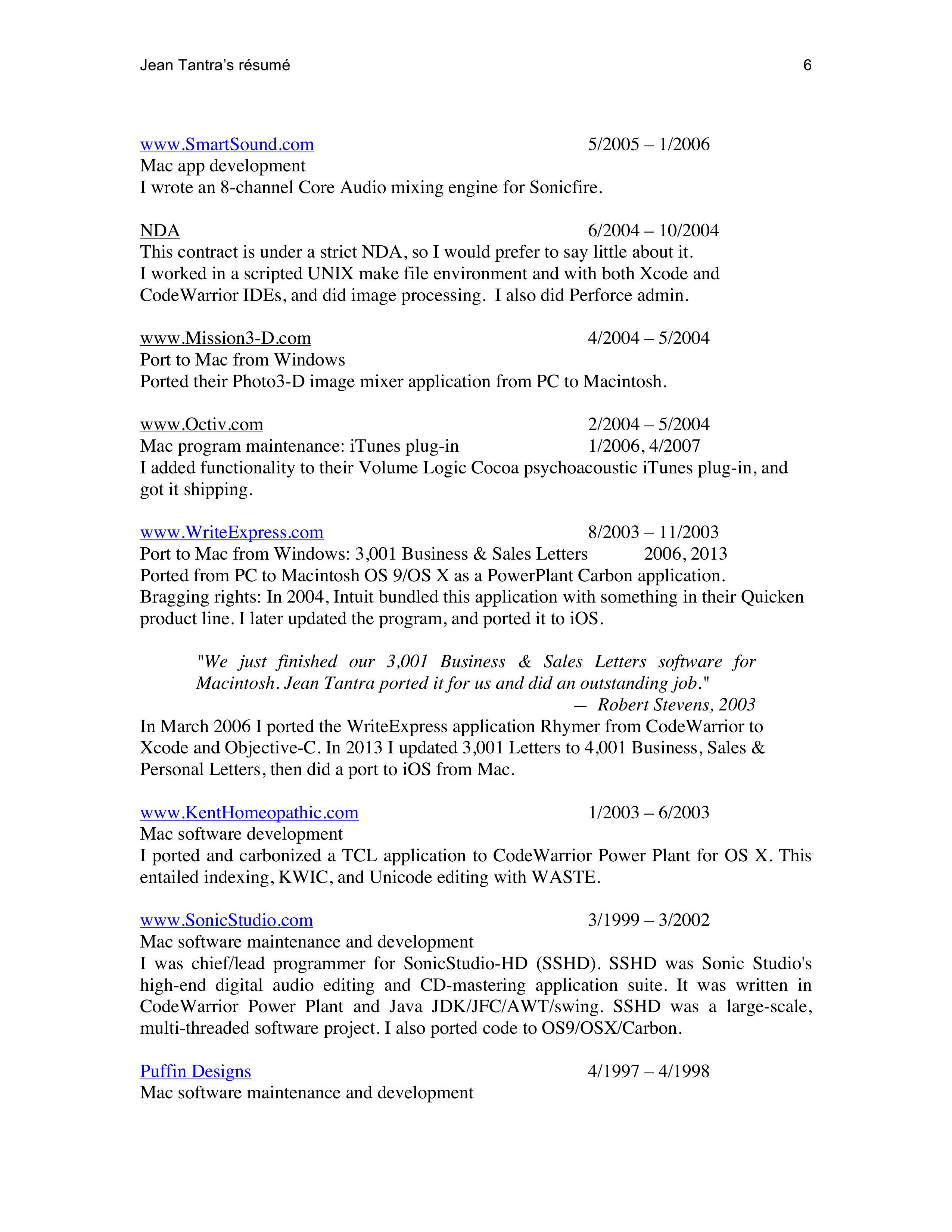 Apple Mobile App Developer Resume — page 6
