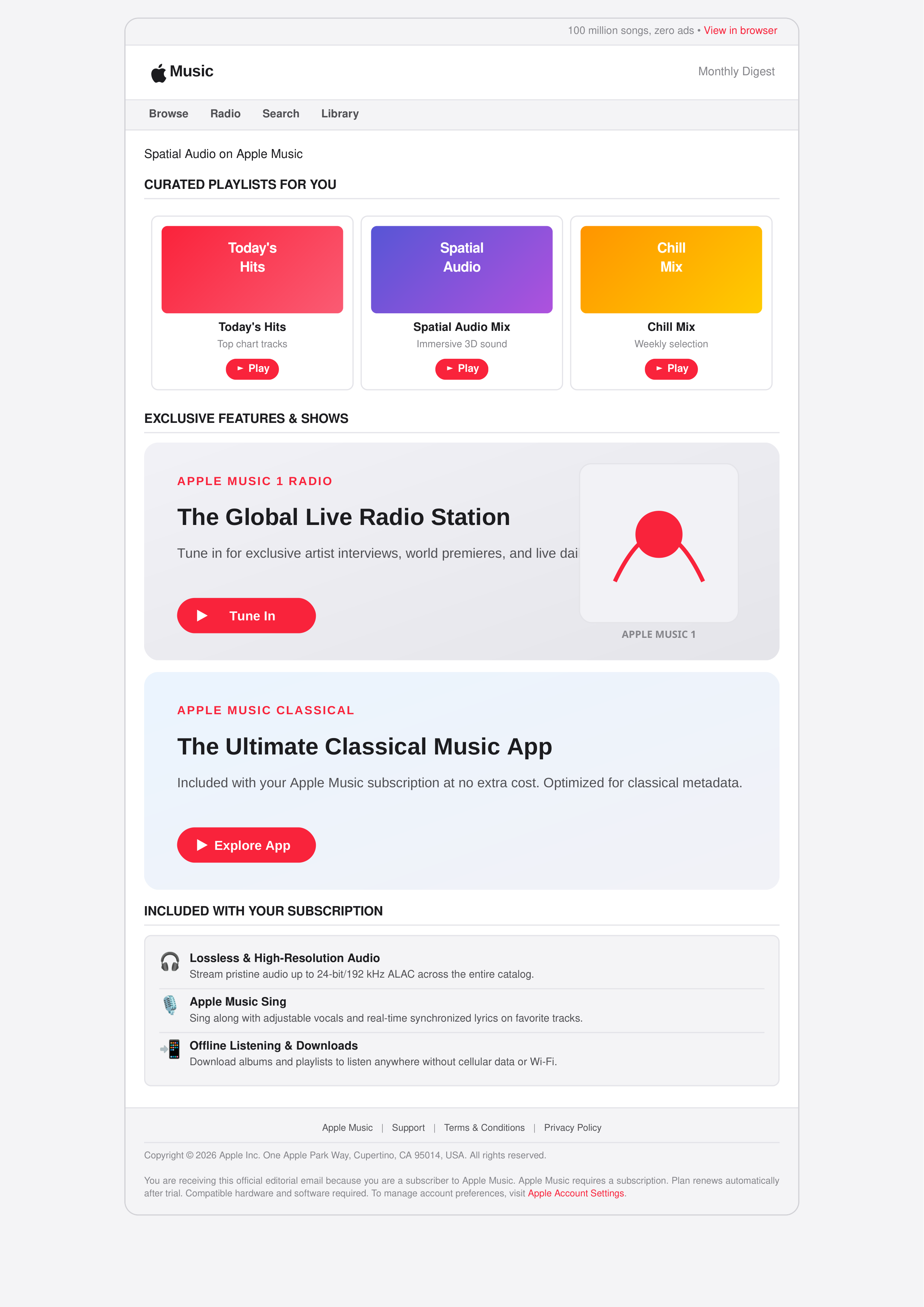 Apple Music Email Newsletter — page 1