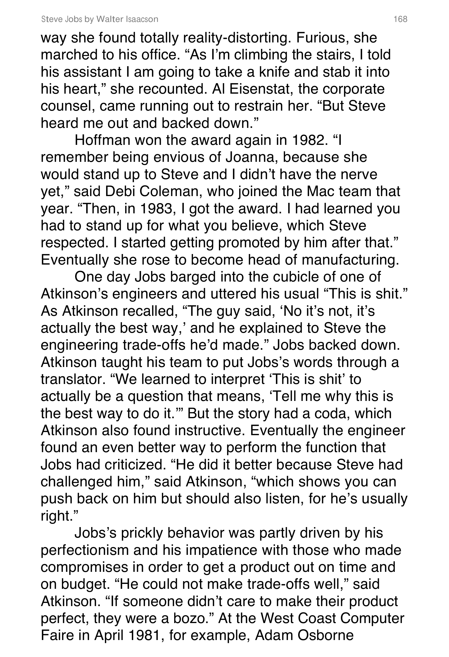 Apple Steve Jobs Biography by Walter Isaacson — page 186