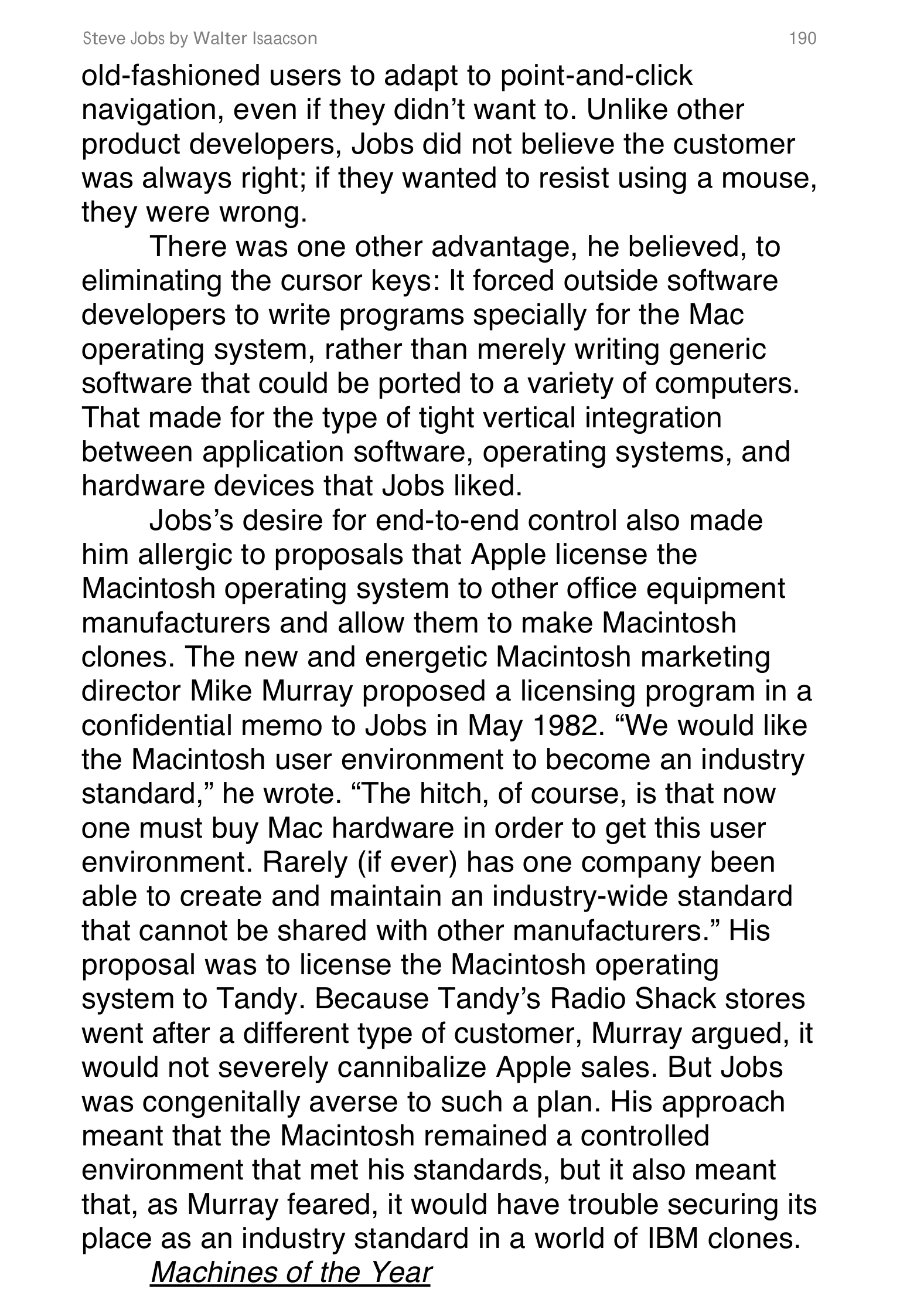 Apple Steve Jobs Biography by Walter Isaacson — page 208