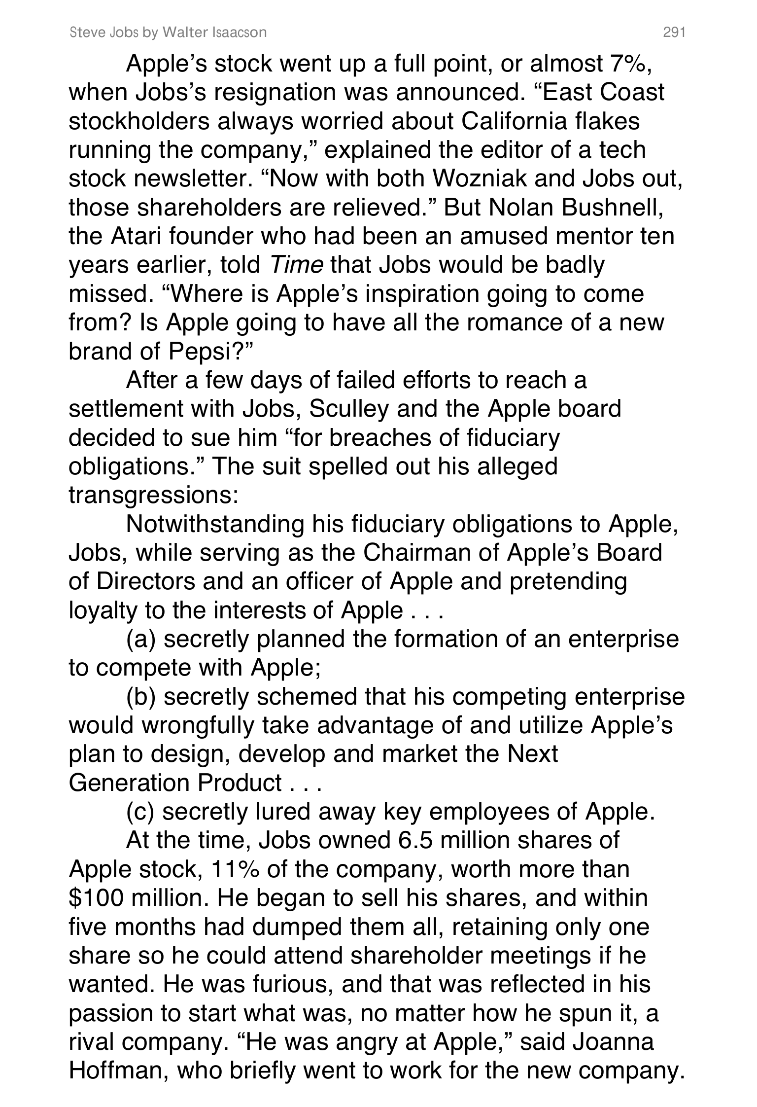 Apple Steve Jobs Biography by Walter Isaacson — page 309