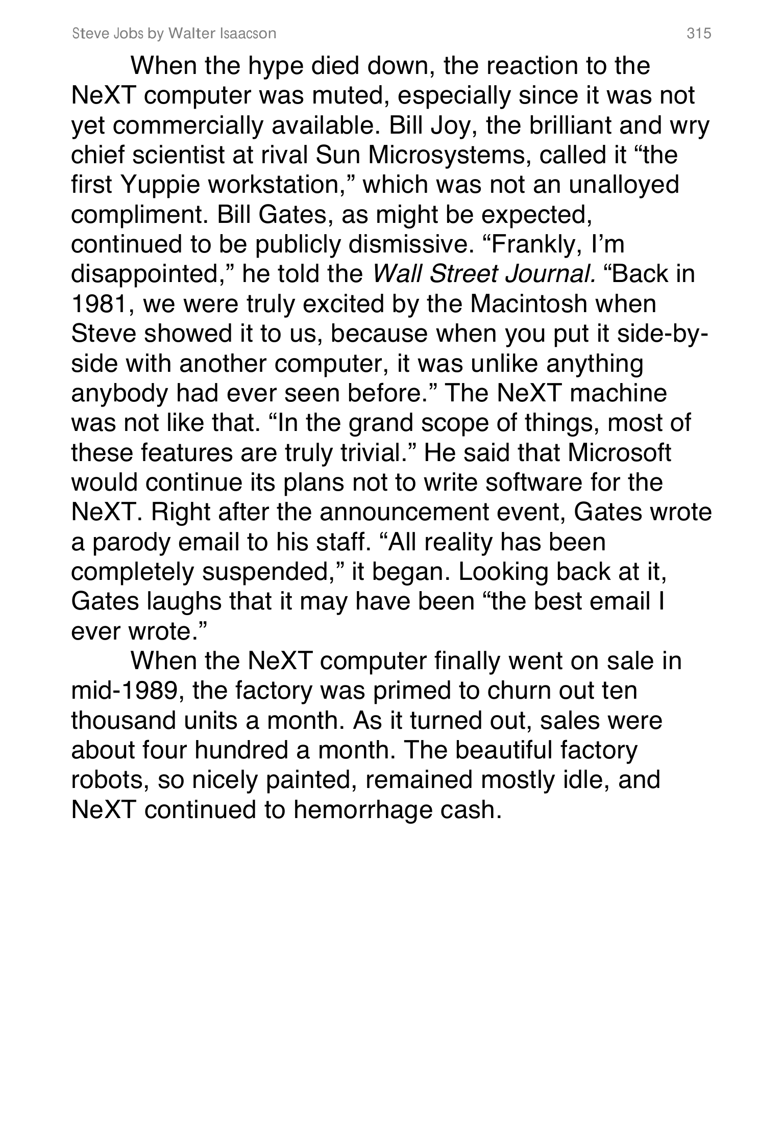 Apple Steve Jobs Biography by Walter Isaacson — page 333