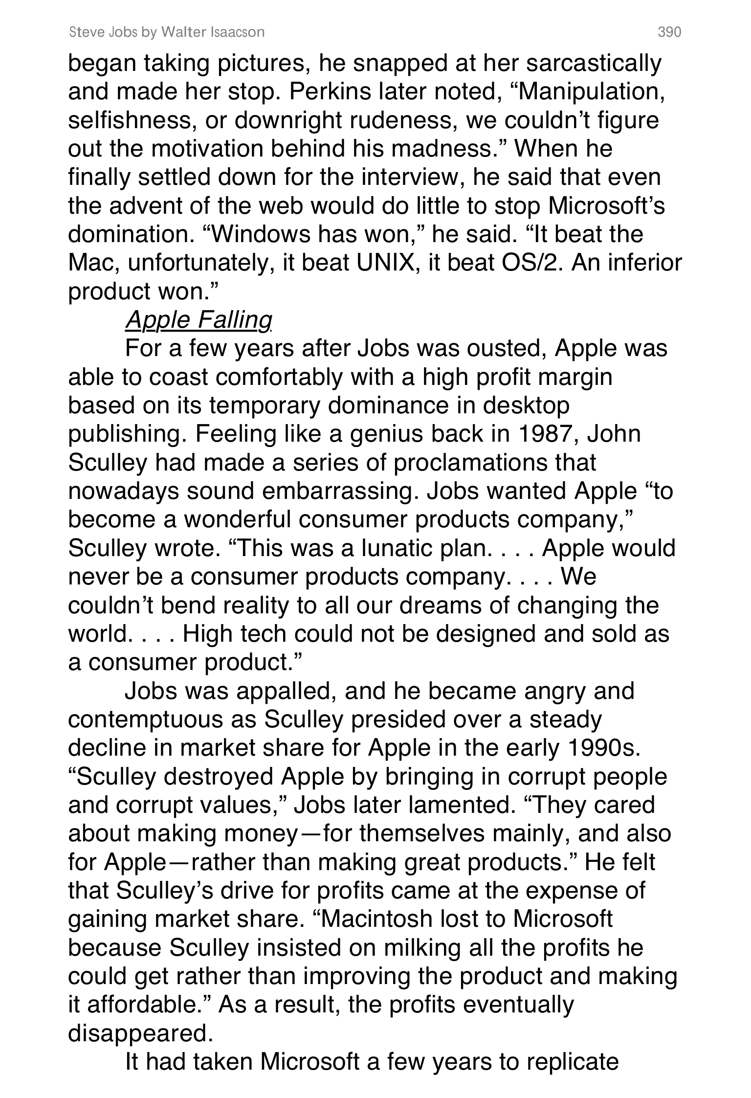 Apple Steve Jobs Biography by Walter Isaacson — page 408