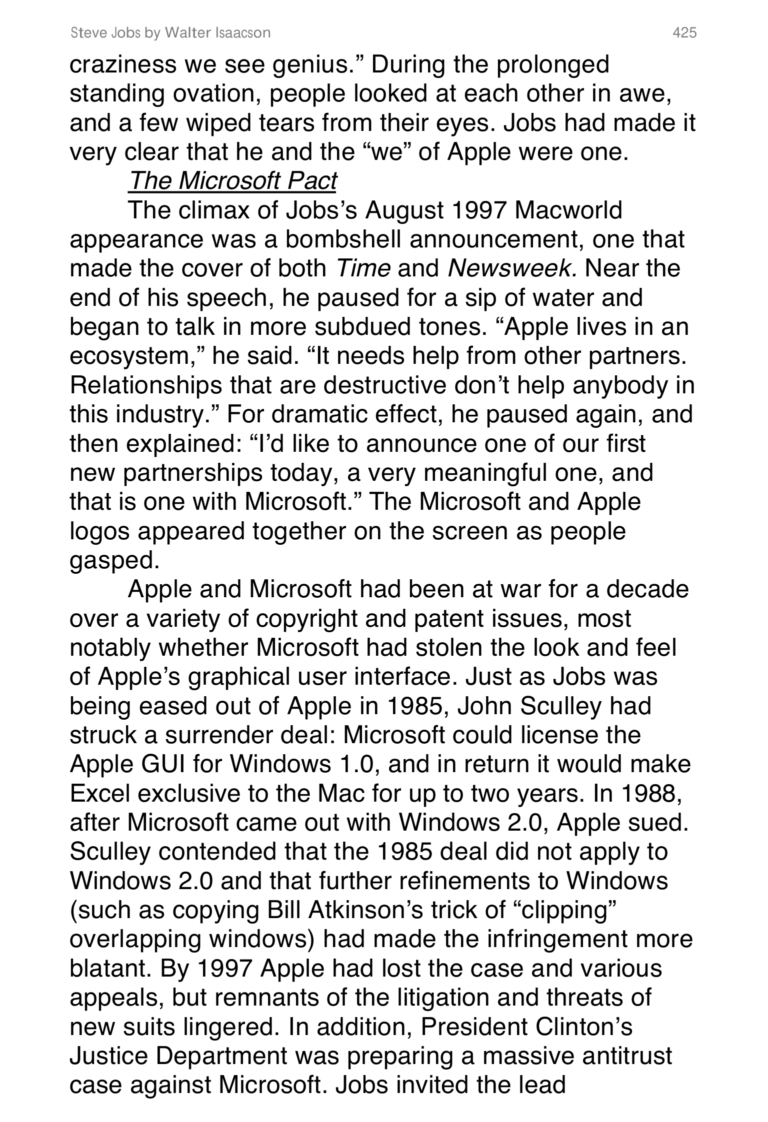 Apple Steve Jobs Biography by Walter Isaacson — page 443