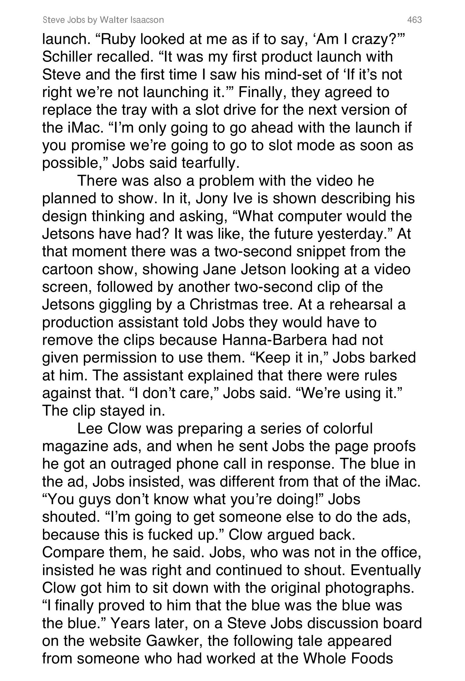 Apple Steve Jobs Biography by Walter Isaacson — page 481