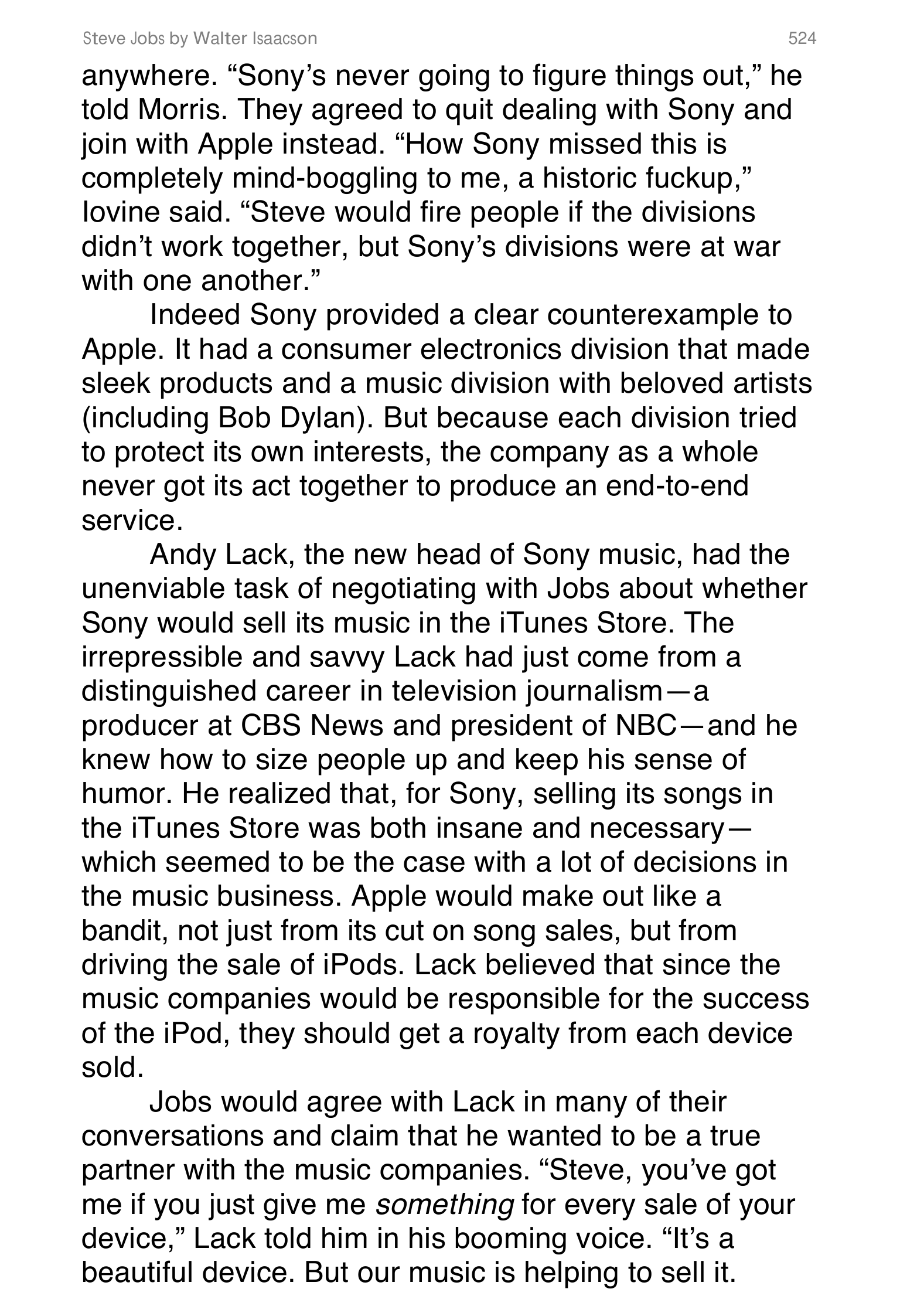 Apple Steve Jobs Biography by Walter Isaacson — page 542