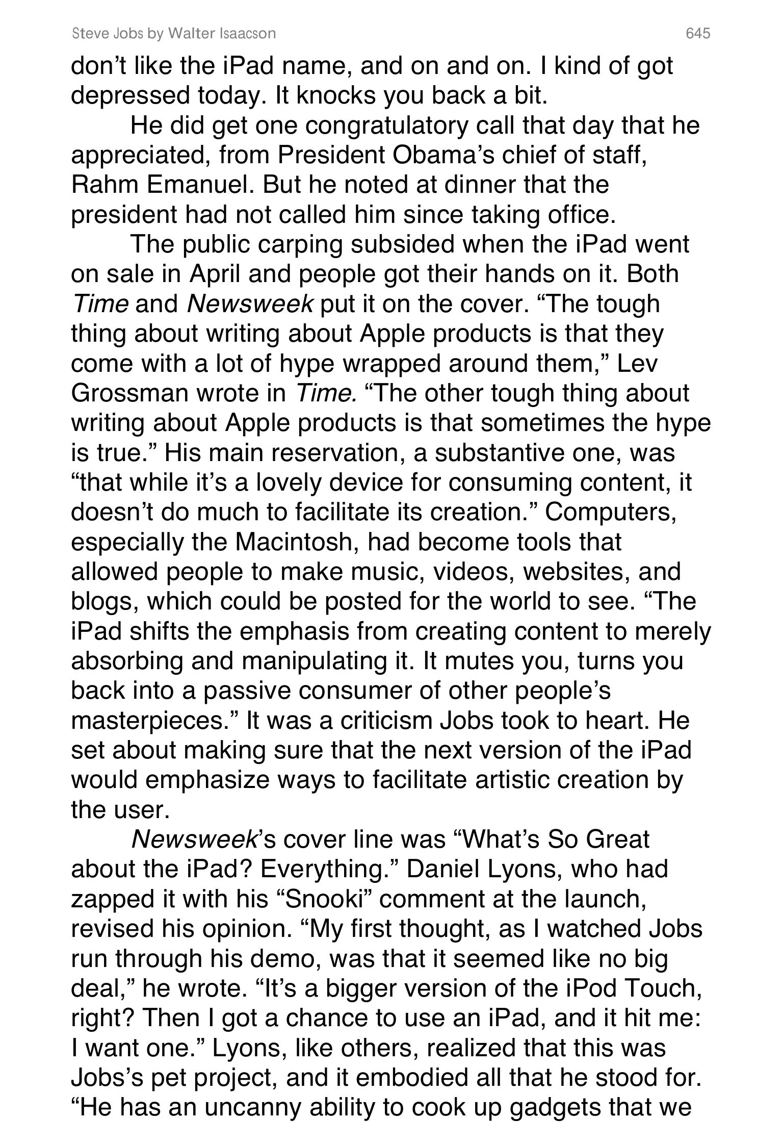 Apple Steve Jobs Biography by Walter Isaacson — page 663