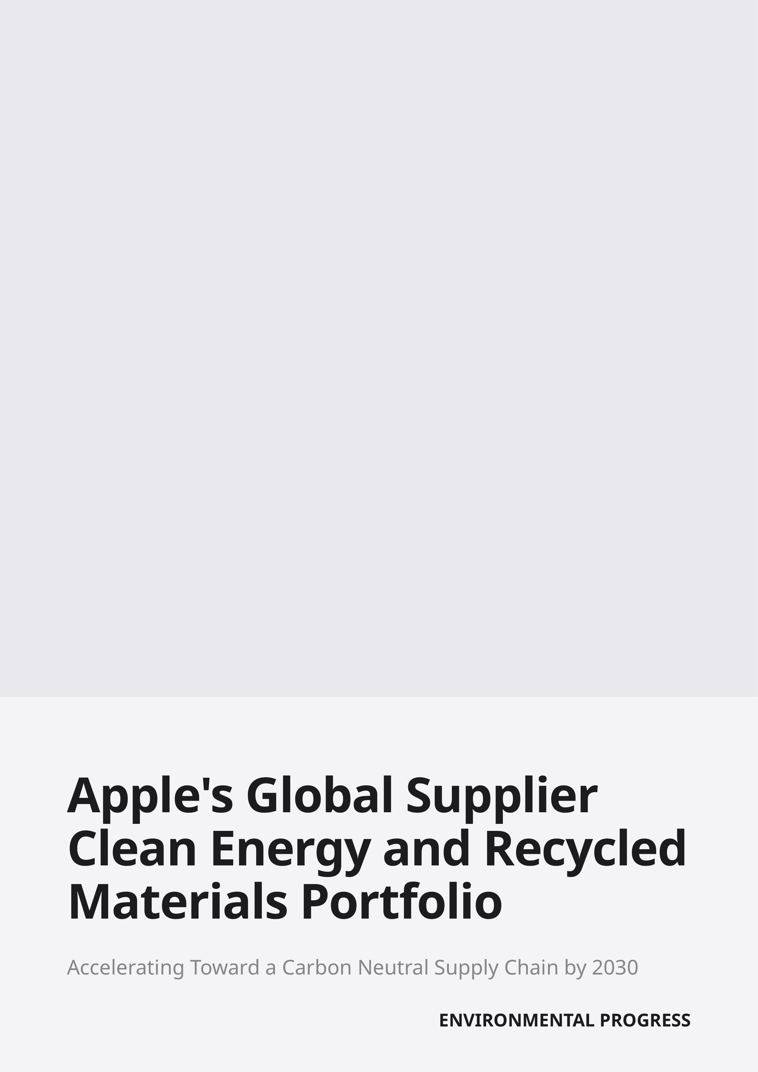 Apple's Global Supplier Clean Energy and Recycled Materials Portfolio — page 1