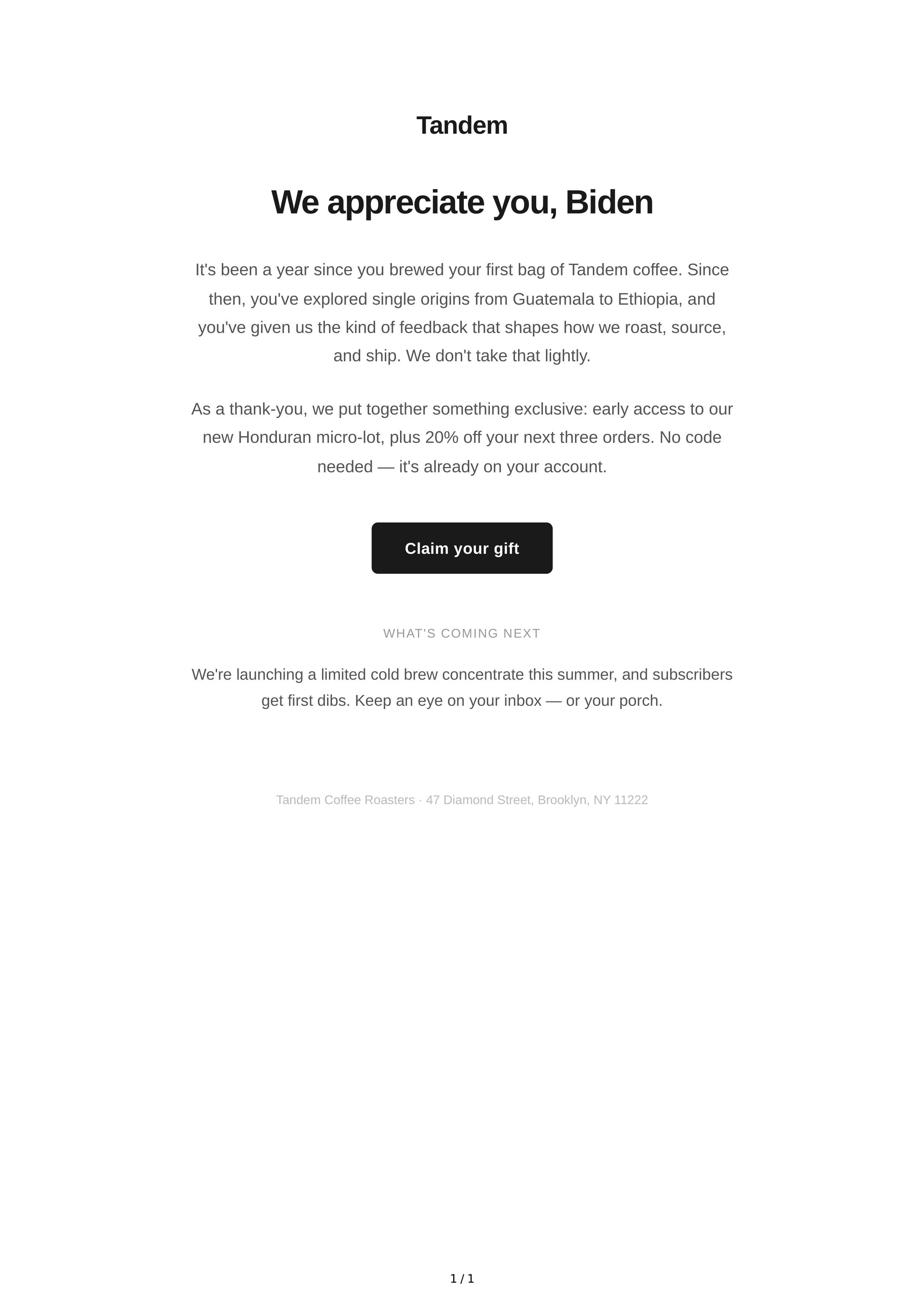 Appreciation Email — page 1