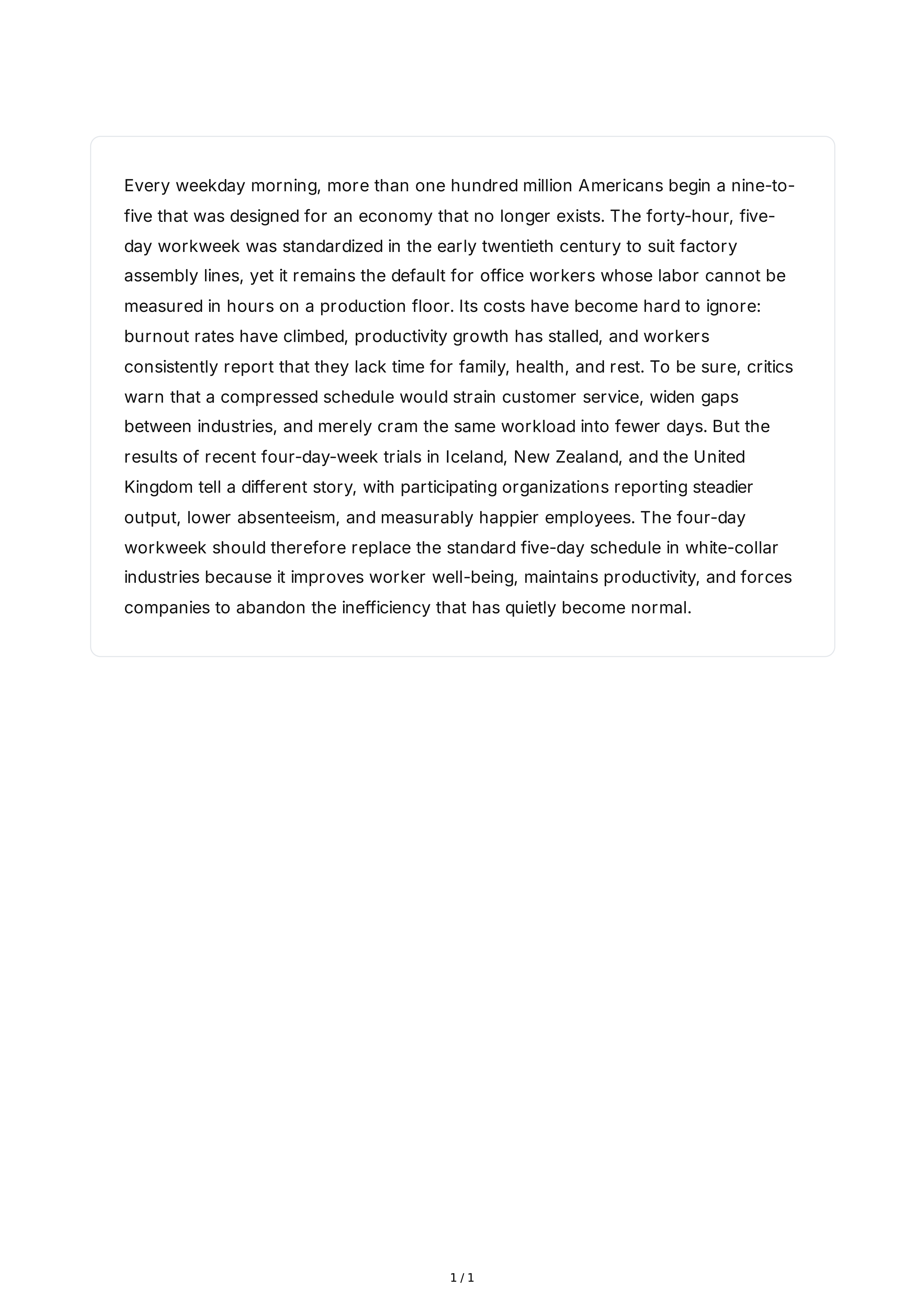 Argumentative Essay Introduction Paragraph — page 1