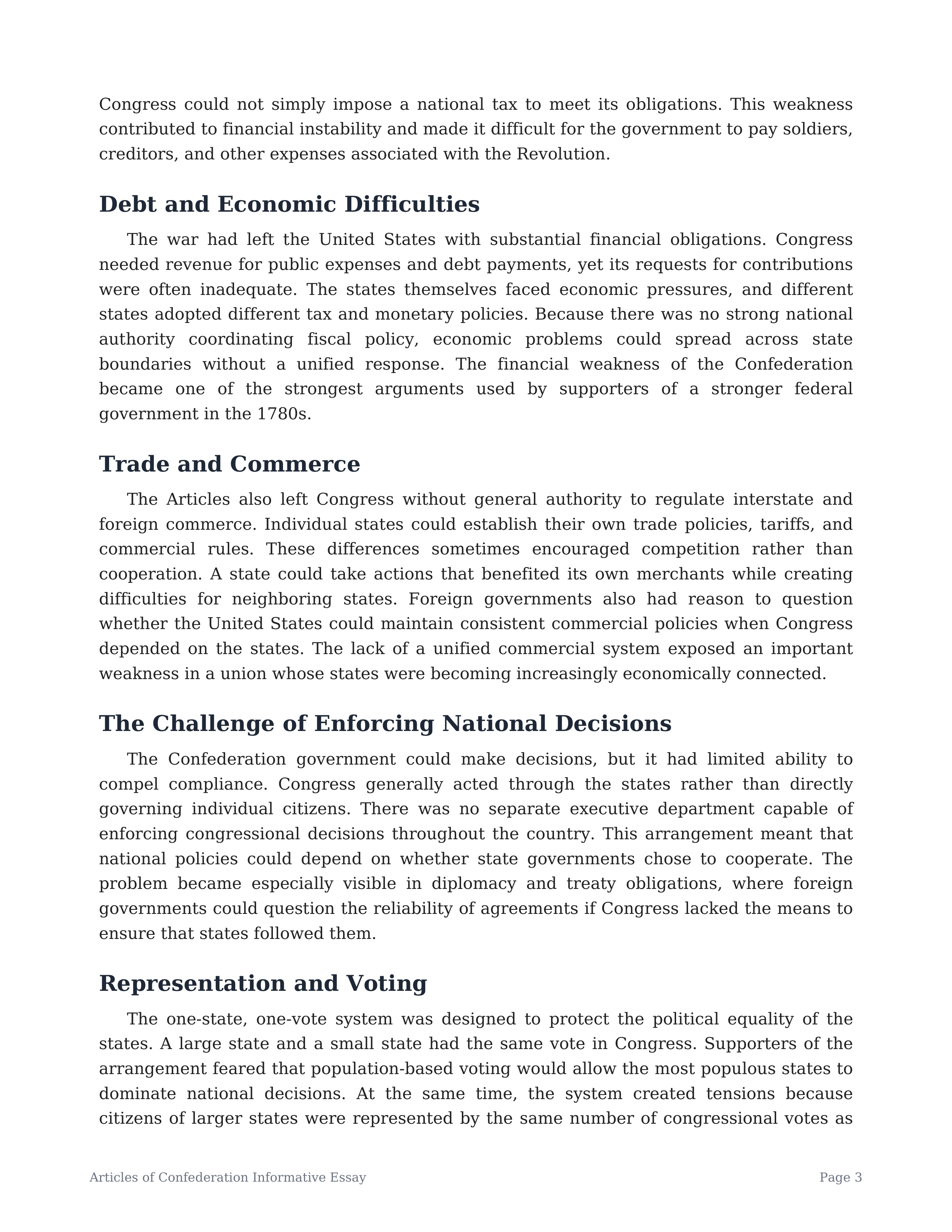 Articles of Confederation Informative Essay — page 3