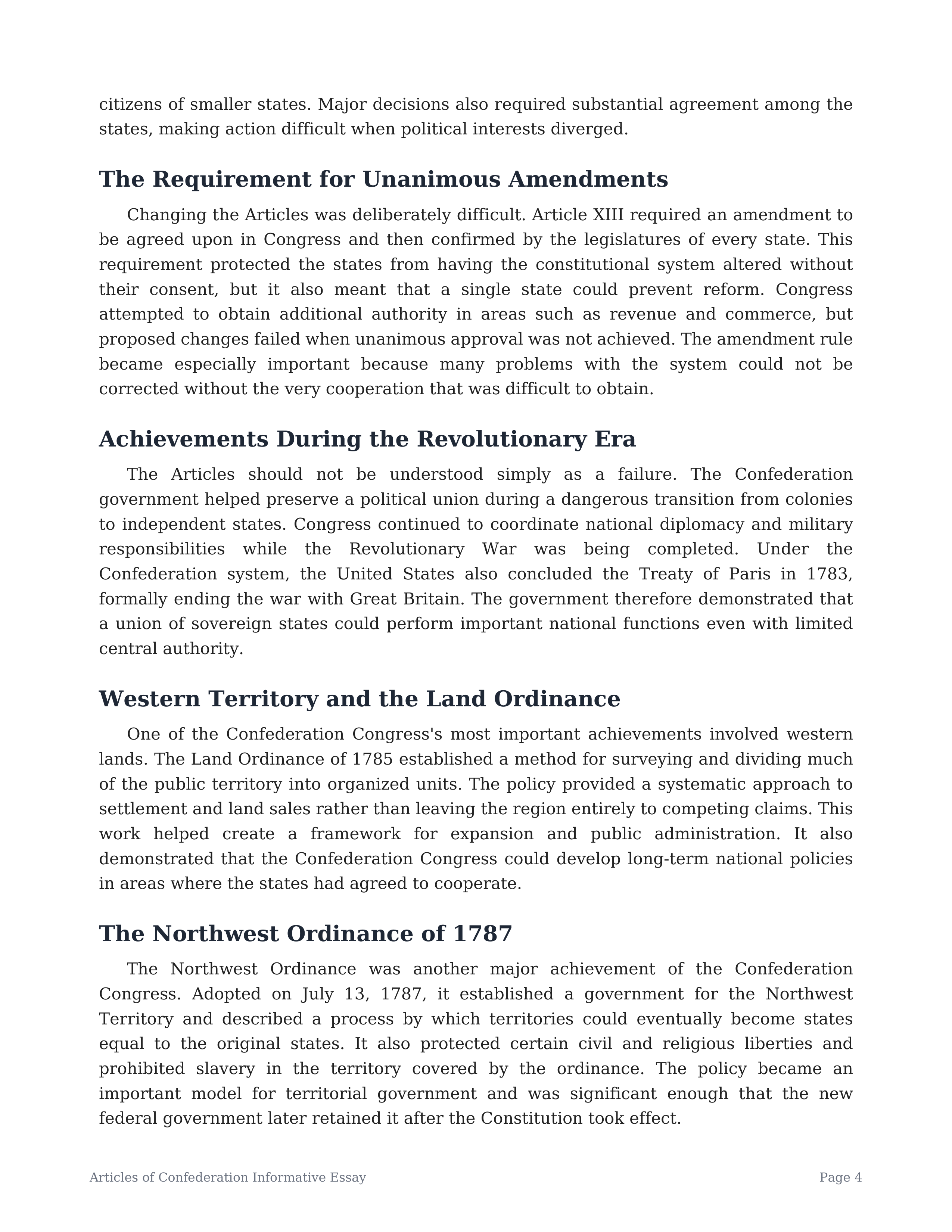 Articles of Confederation Informative Essay — page 4
