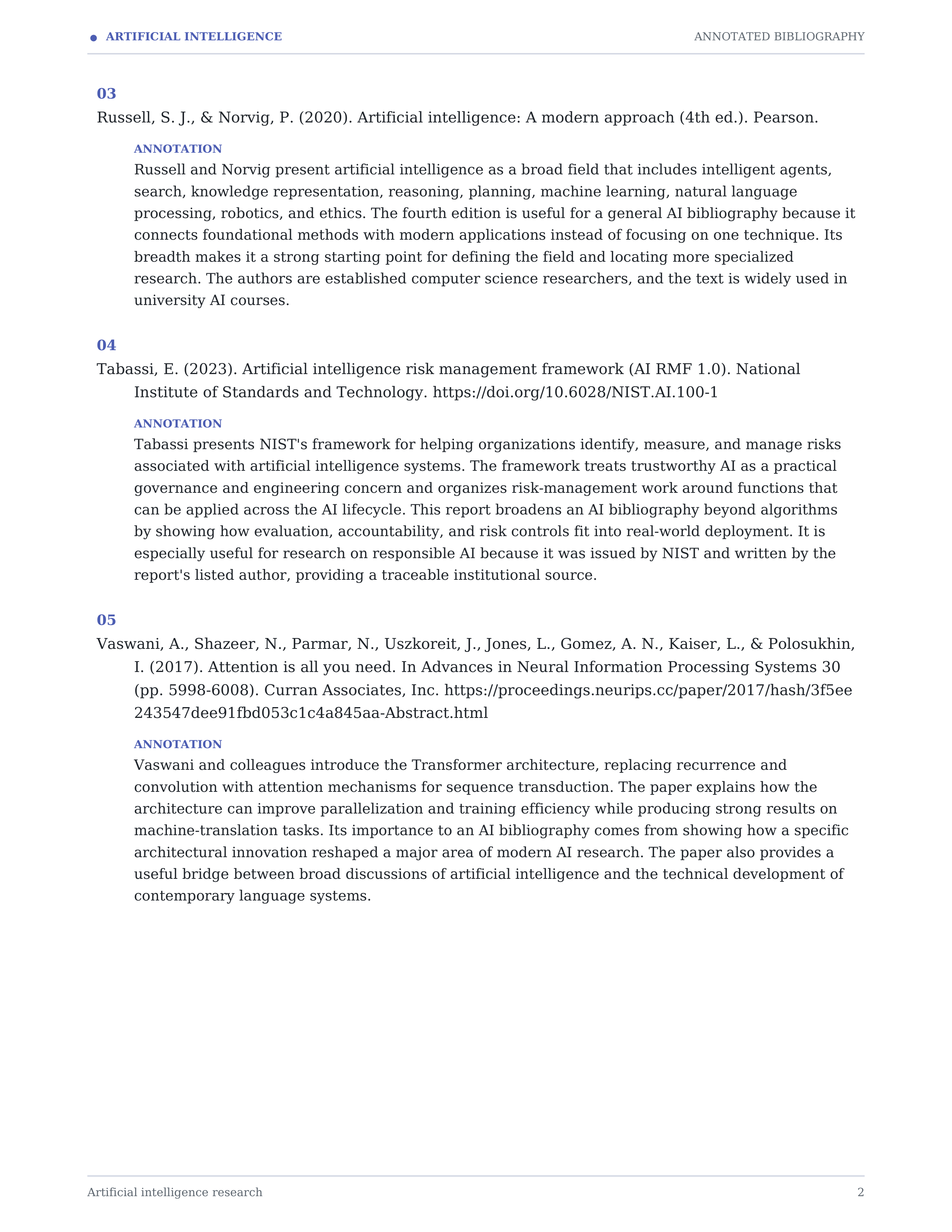 Artificial Intelligence Annotated Bibliography — page 2