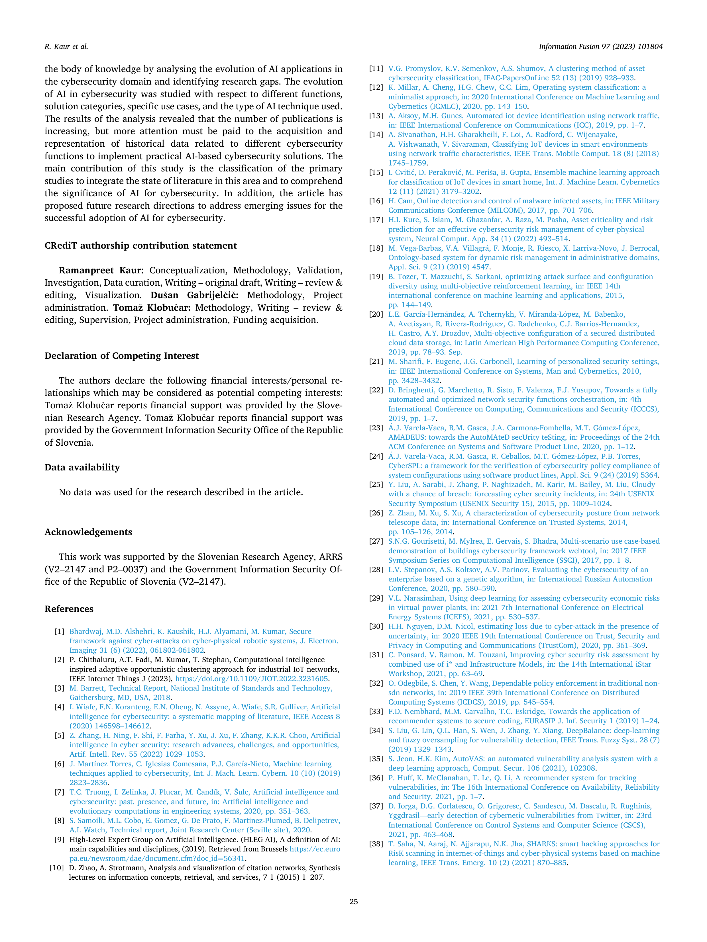 Artificial Intelligence Applications for Cybersecurity — page 25