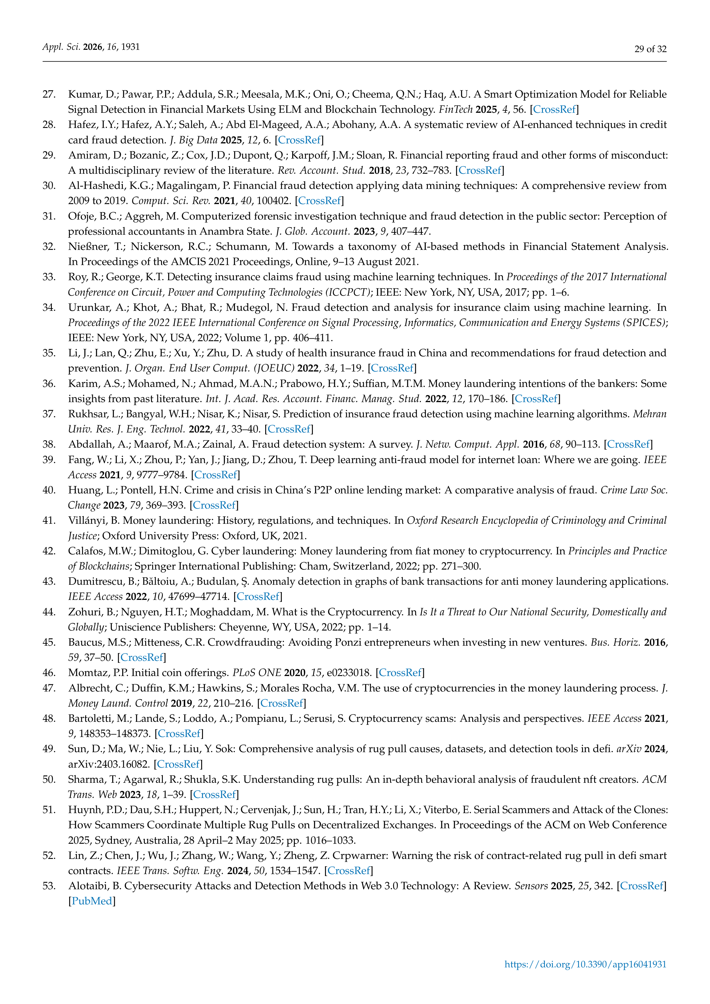 Artificial Intelligence Applications for Financial Fraud Detection — page 29