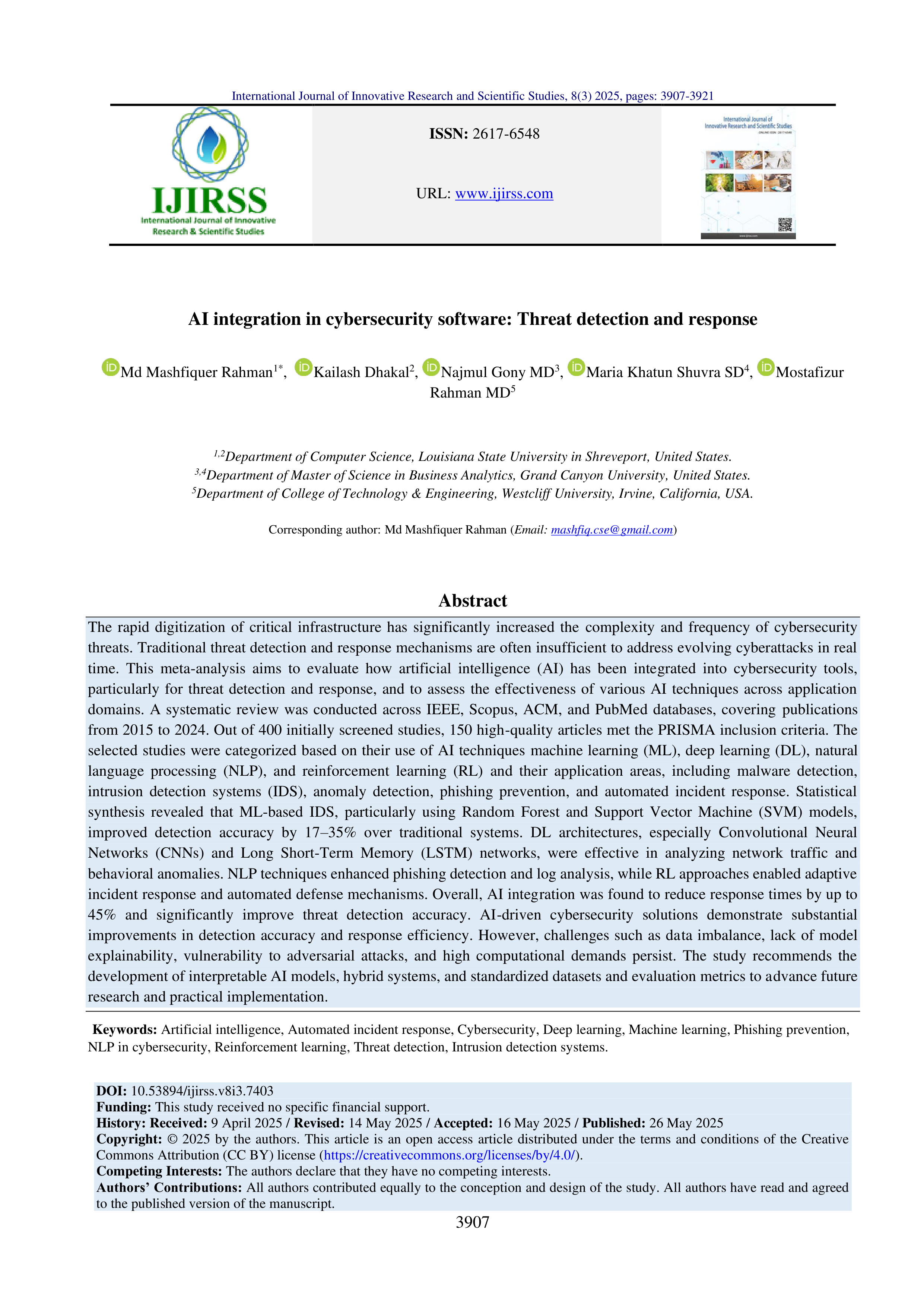 Artificial Intelligence Applications for Threat detection — page 1