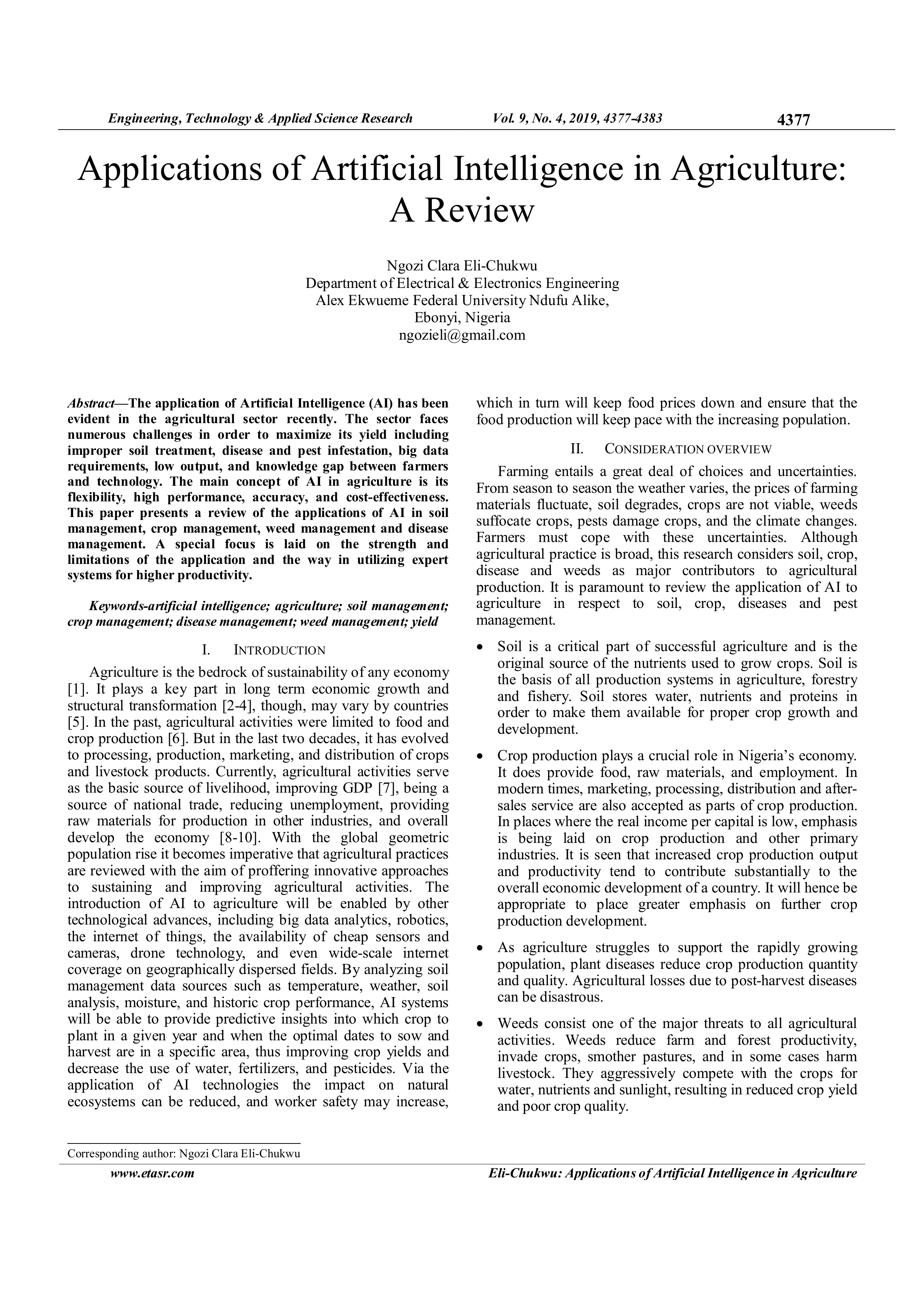 Artificial Intelligence Applications in Agriculture — page 1